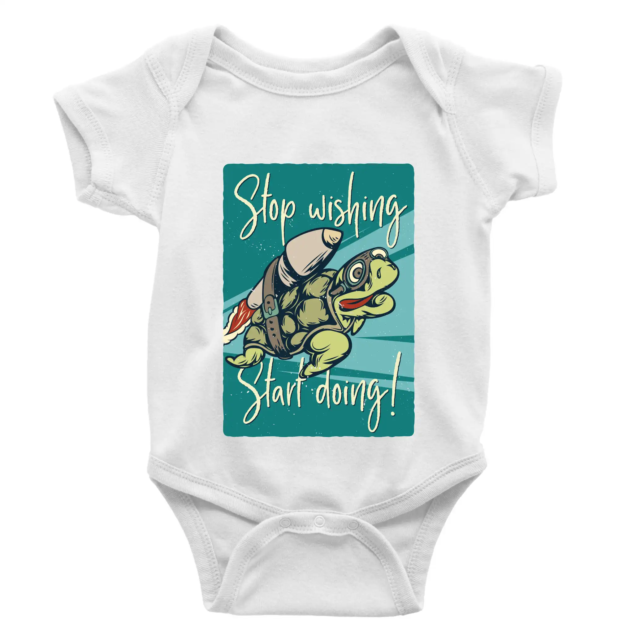 Vesmirne tričká - Stop wishing start doing korytnačka - Body dojčenské s krátkym rukávom