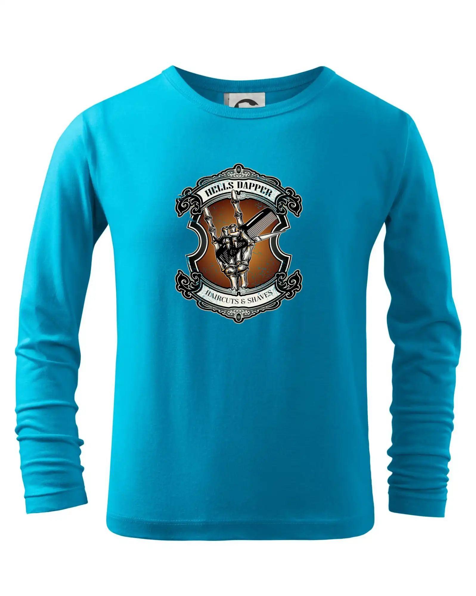 Vtipné tričká do práce - Hells dapper barbershop - Tričko detské Long Sleeve