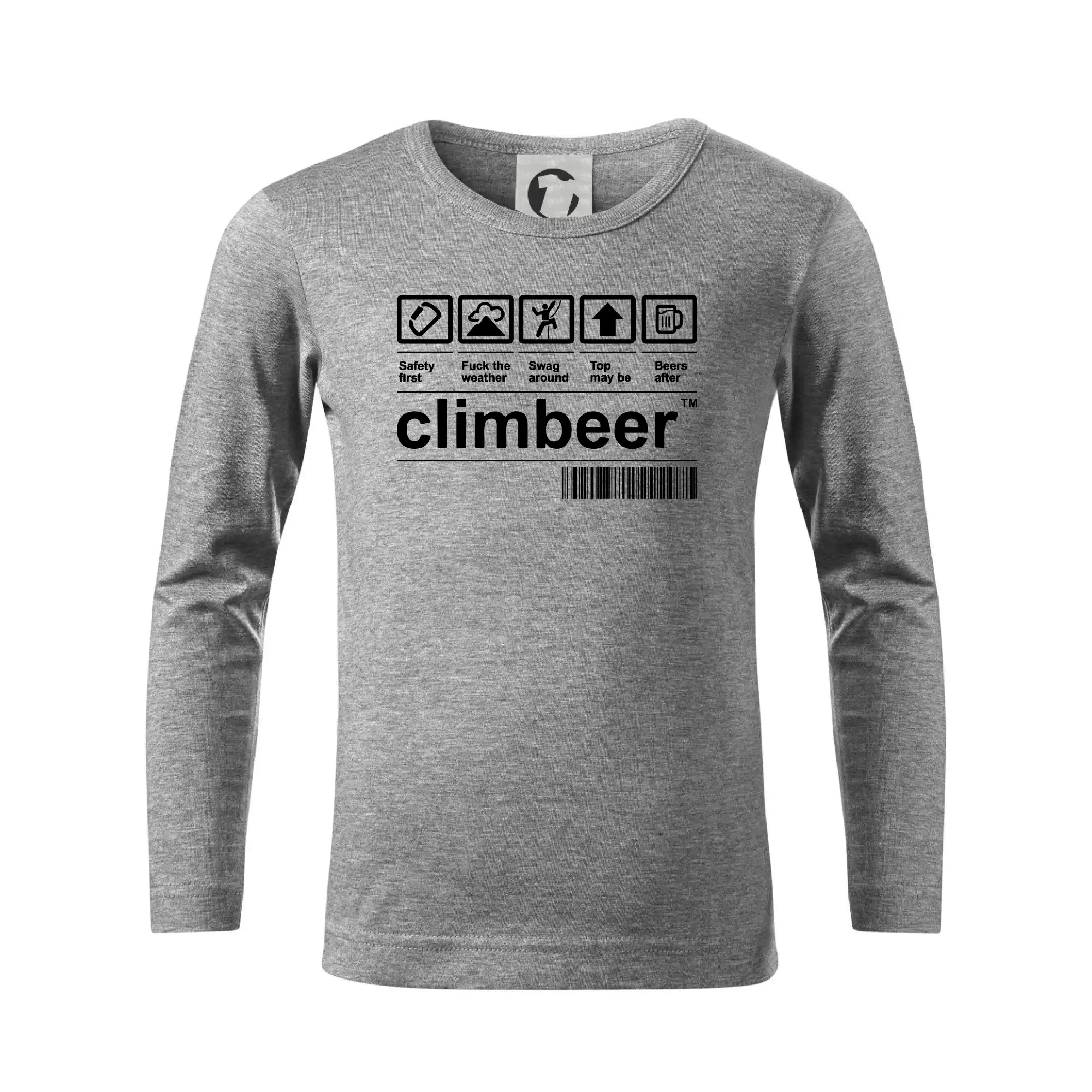 Trička pro horolezcov - Climbeer čiarový kód - Tričko detské Long Sleeve
