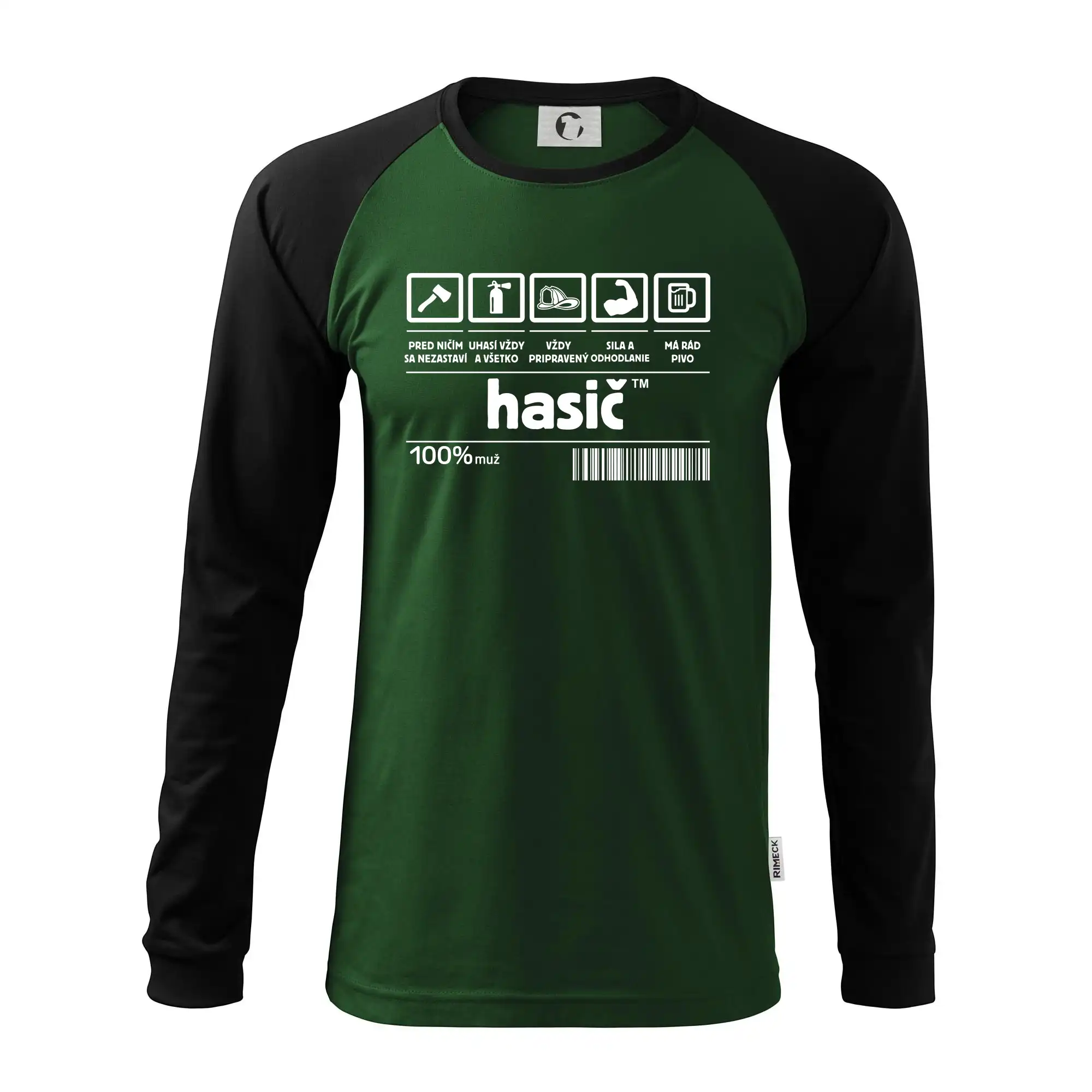 Originálne tričká pre hasičov - Čiarový kód - Hasič / hasička - Pánske tričko s dlhým rukávom LS130