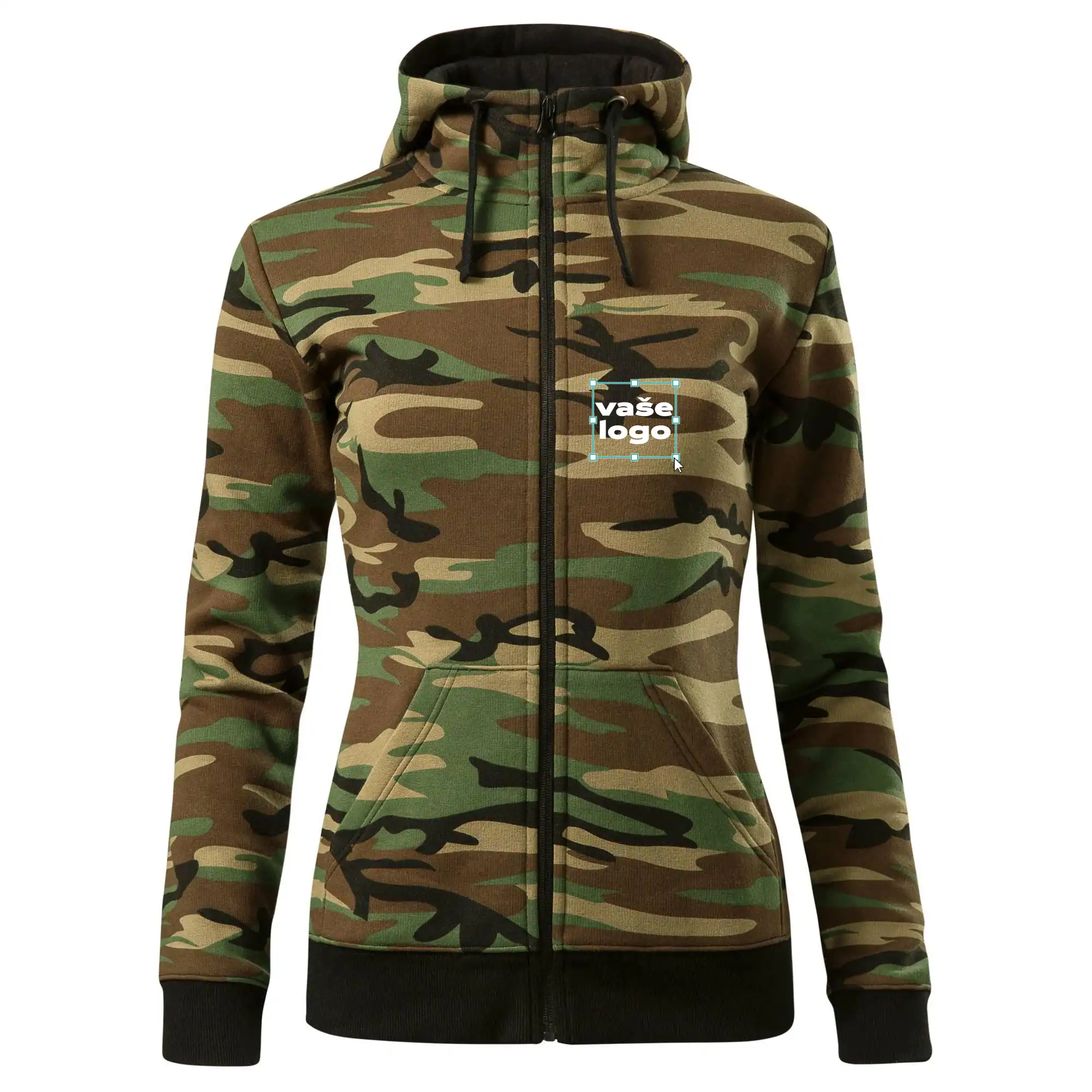 MyShirt tričká - Vlastné logo - Mikina s vlastným logom - Mikina dámska trendy zipper s kapucňou