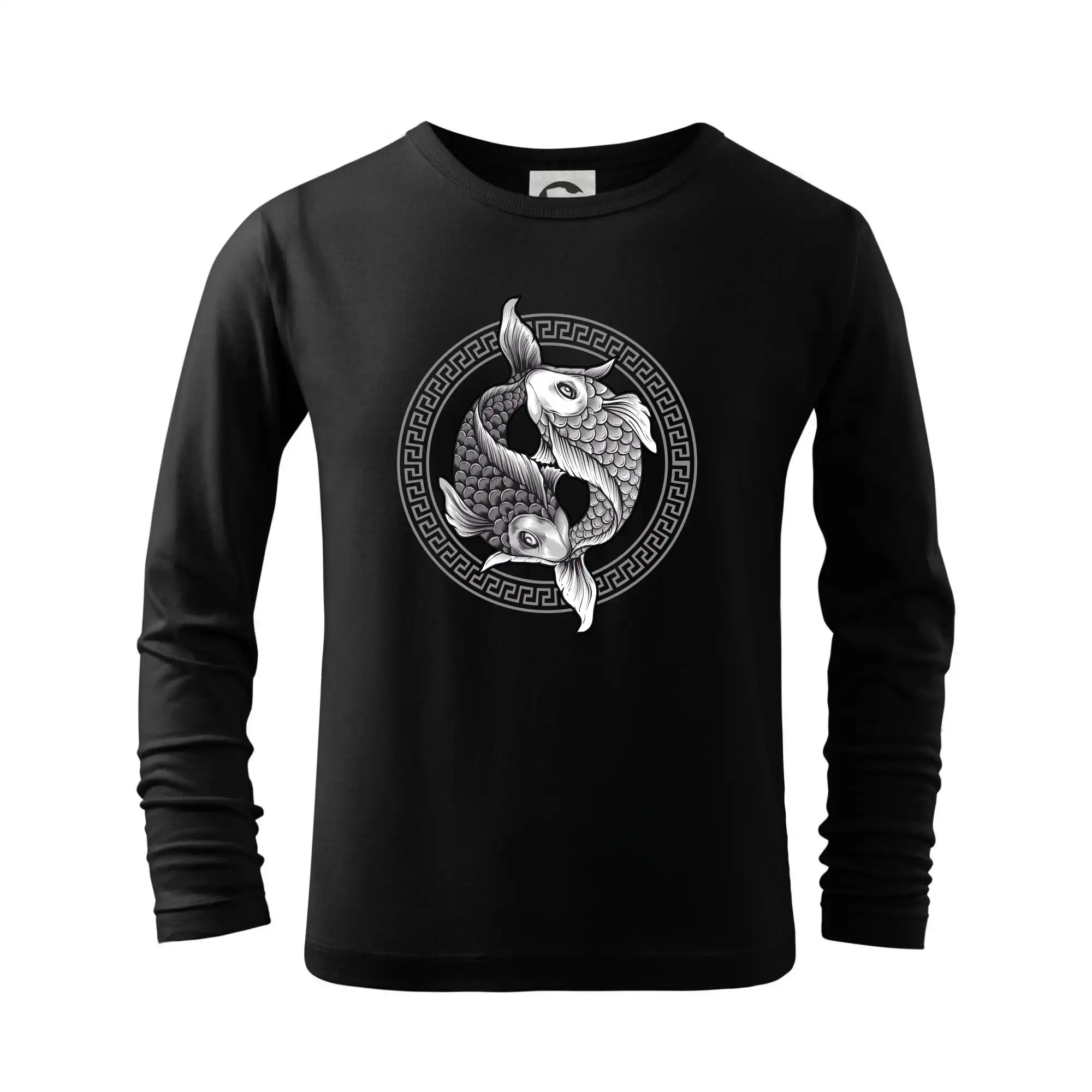 Tričká pre rybárov s potlačou - Yin & Yang ryby čiernobiele - Tričko detské Long Sleeve