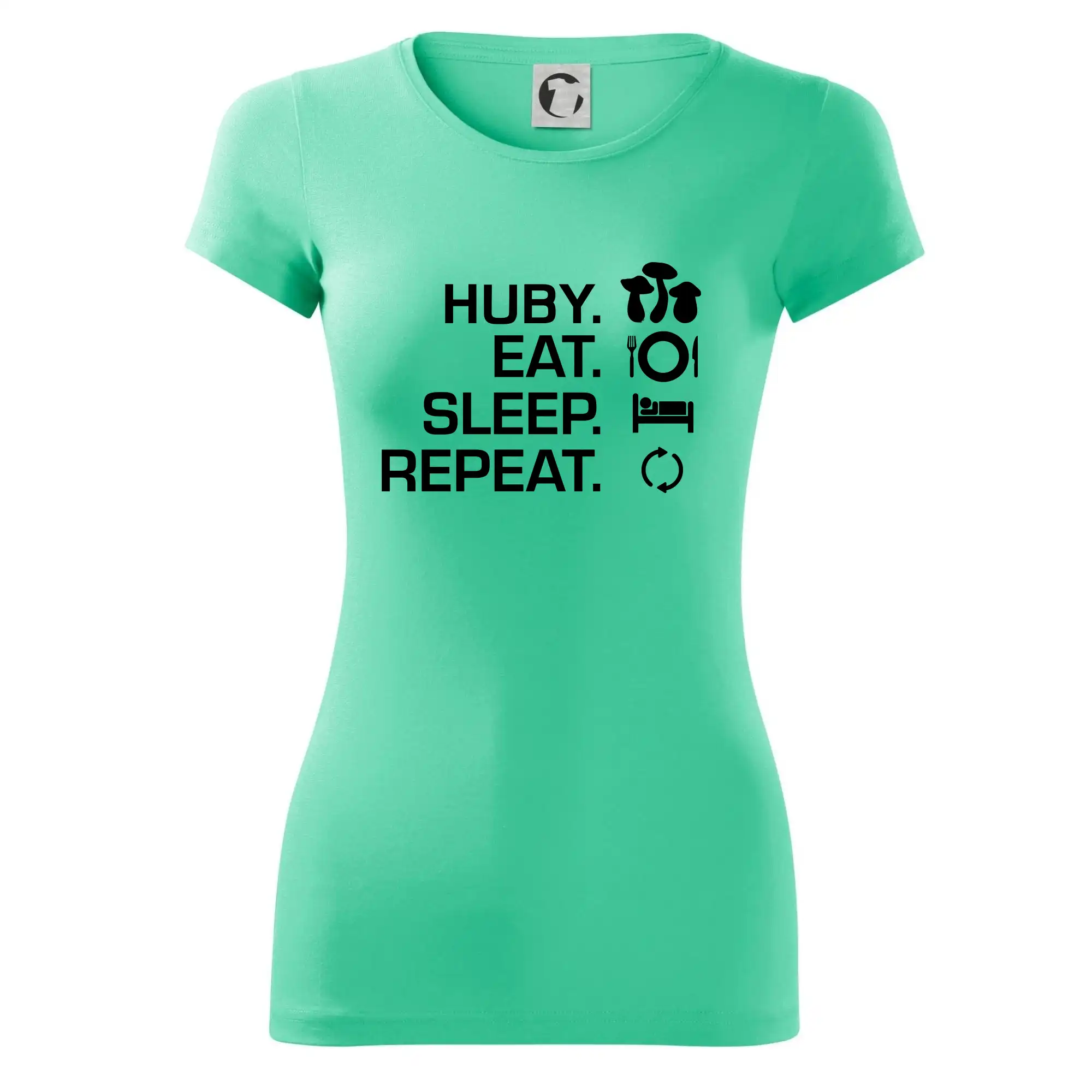 Tričká na chalupu - Huby Eat Sleep Repeat - Dámske tričko Glance - Priliehavejší strih
