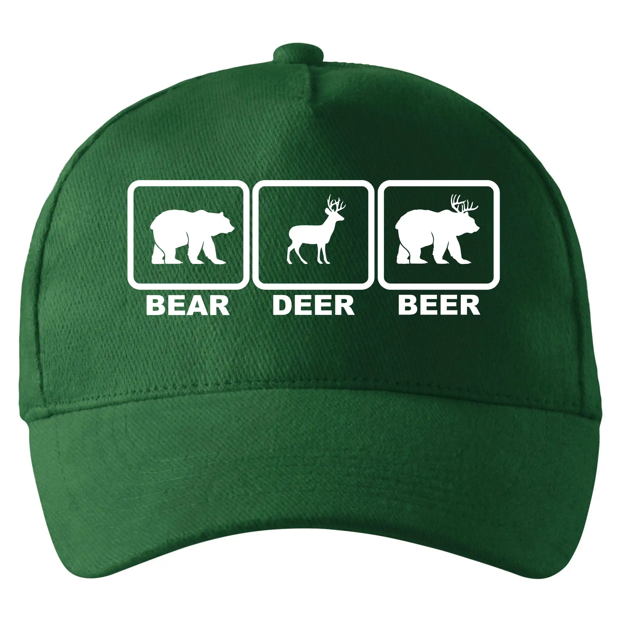 Vtipná tričká pre pivárov - Bear - Deer - Beer - Šiltovka so zahnutým šiltom a mosaznou sponou