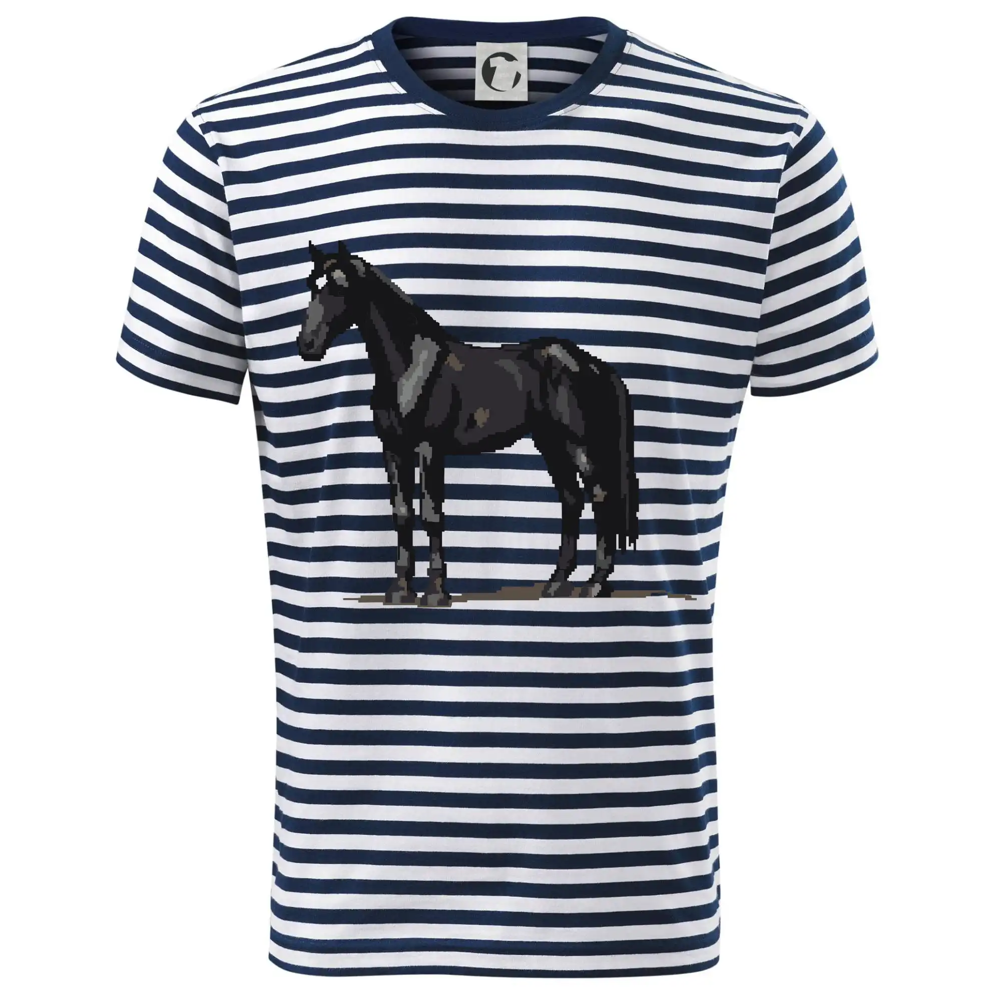 Tričká s koňmi - Čierny kôň pixel - Dětské triko na vodu