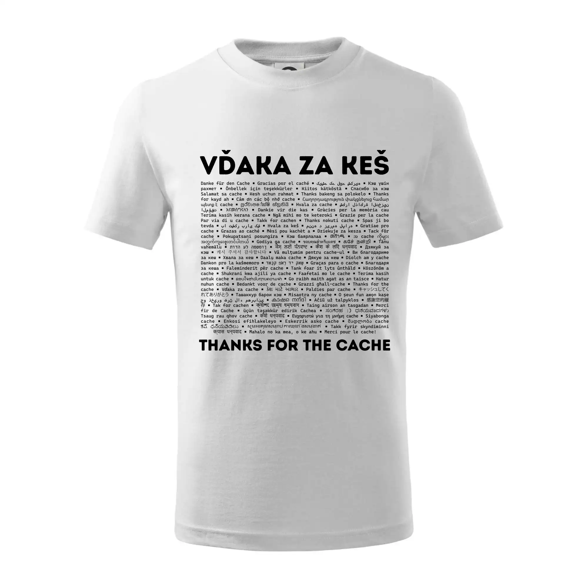 Tričká na geocaching - Vďaka za keš (v rôznych jazykoch) - Tričko detské bavlnené