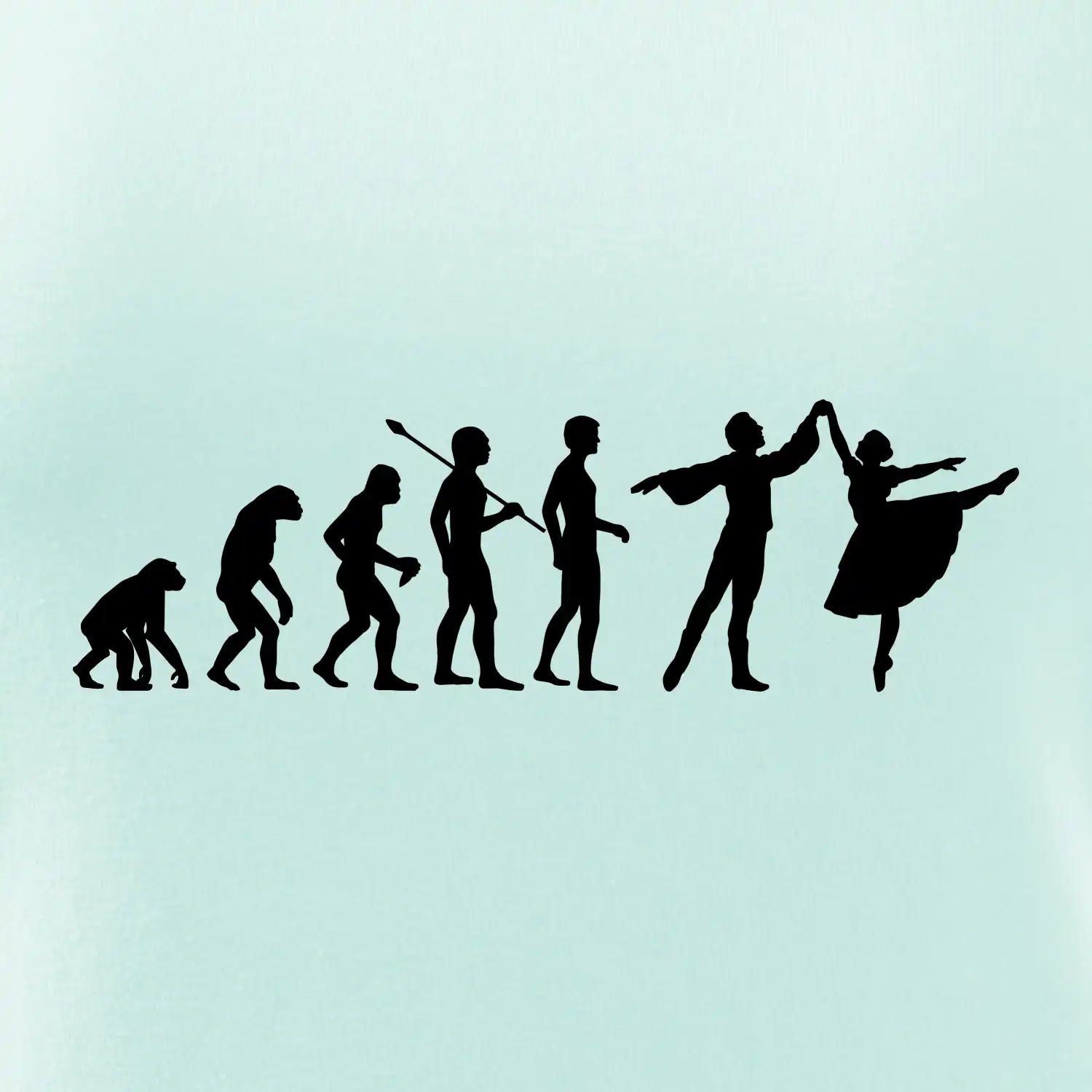 Evoluce tanec - muž a žena se sukní