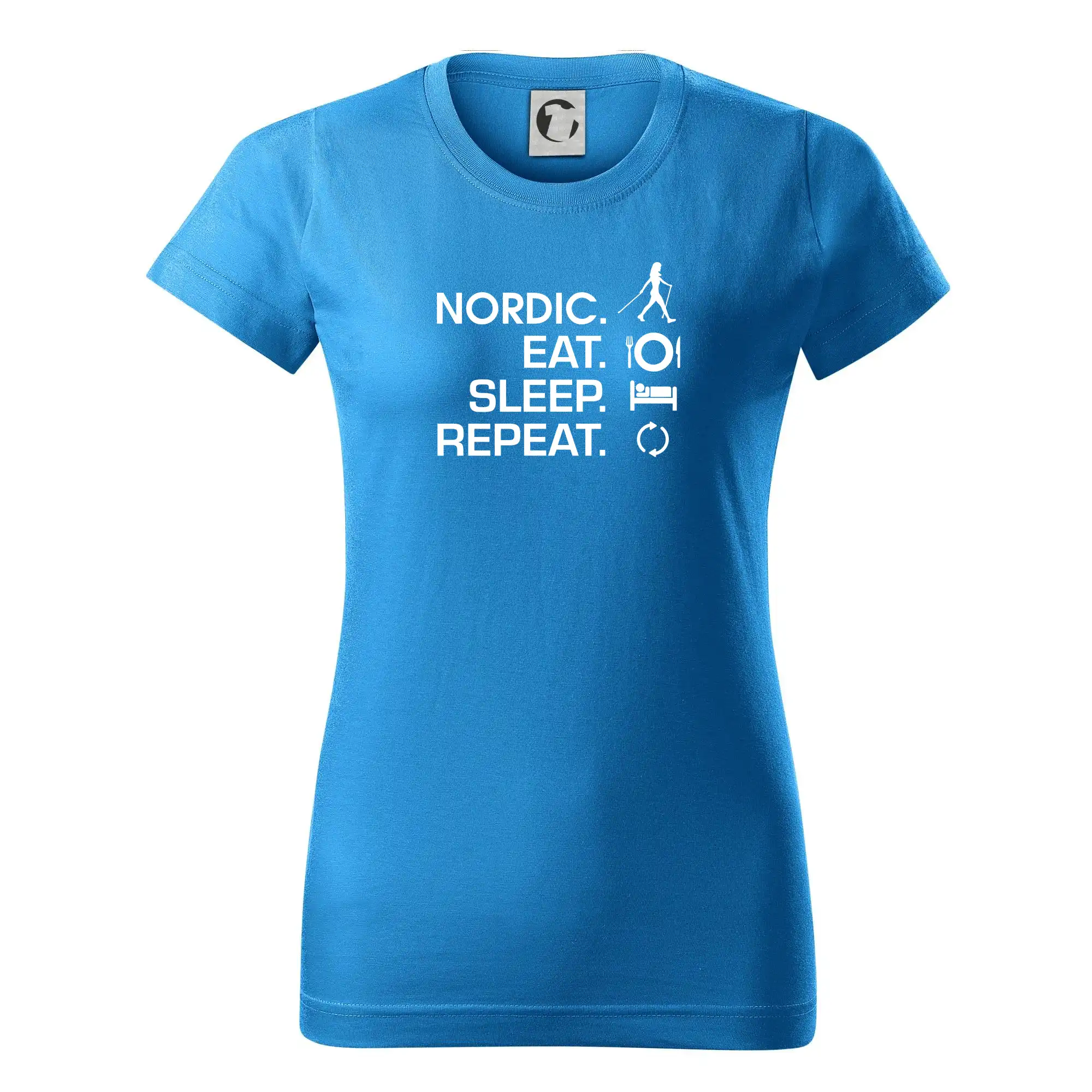 Trička pre cestovateľov - Nordic walking eat sleep - Dámske tričko basic - ľahko voľnejšie a dlhšie