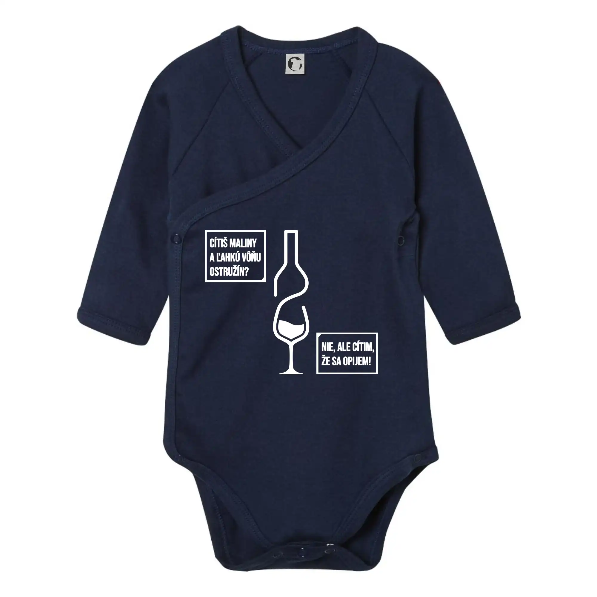 Vtipná tričká s tematikou vína - Cítim, že sa opijem! - Body zavinovacie s dlhým rukávom