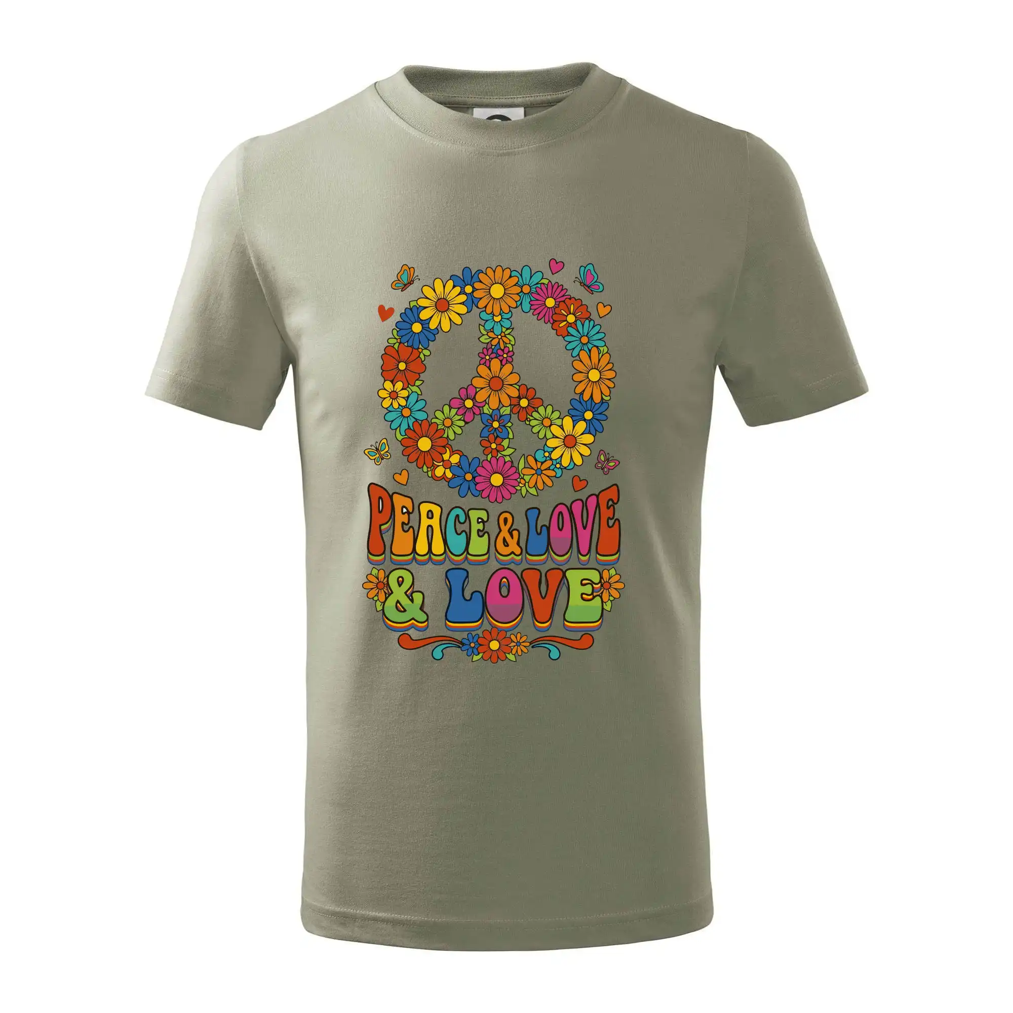 Tričká pre pohodový ľudí - Peace and love - na výšku s květy - Tričko detské bavlnené