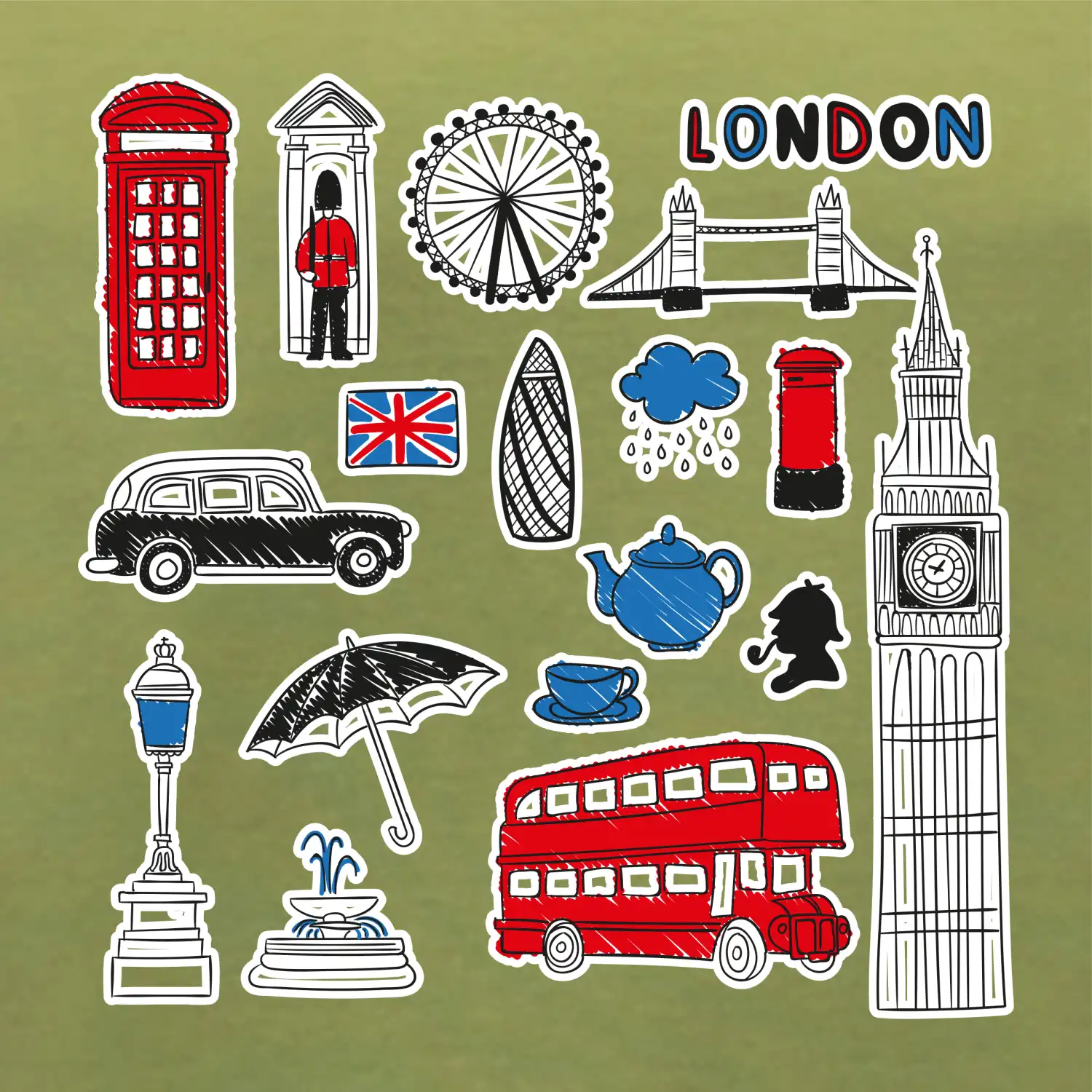 Velká Británie - kreslené ikonky