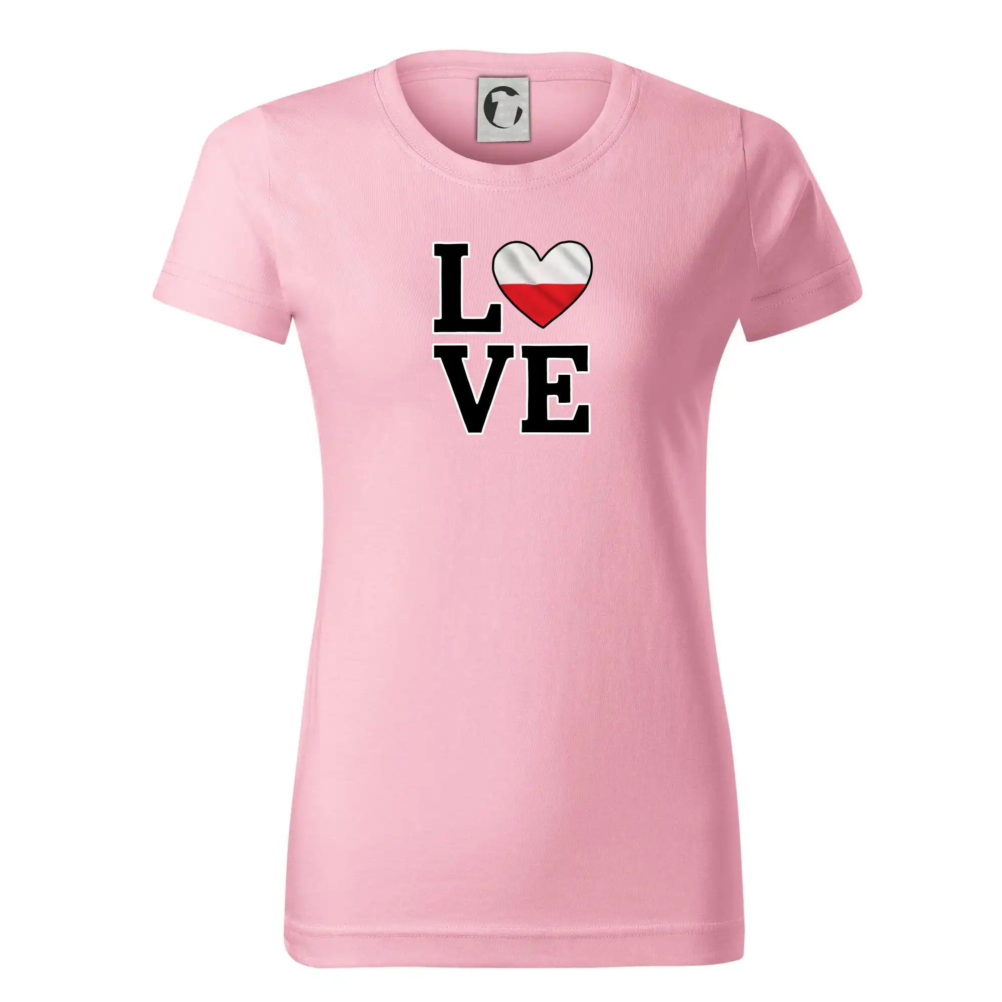 Motívy štátnych vlajok - Love Poľská vlajka - Dámske tričko basic - ľahko voľnejšie a dlhšie