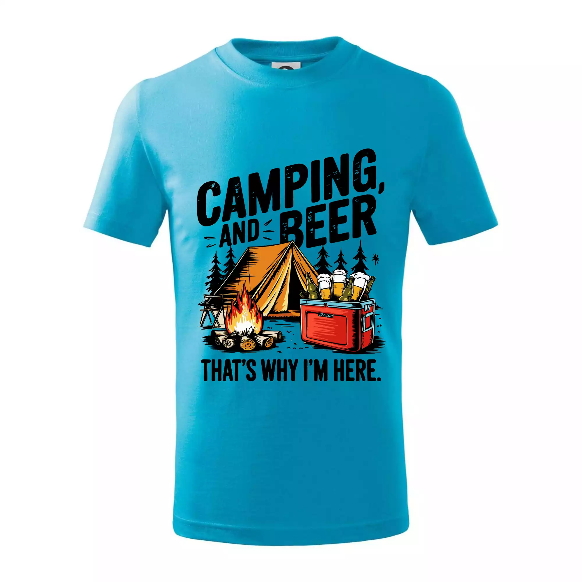 Černý nápis nápis Camping and beer