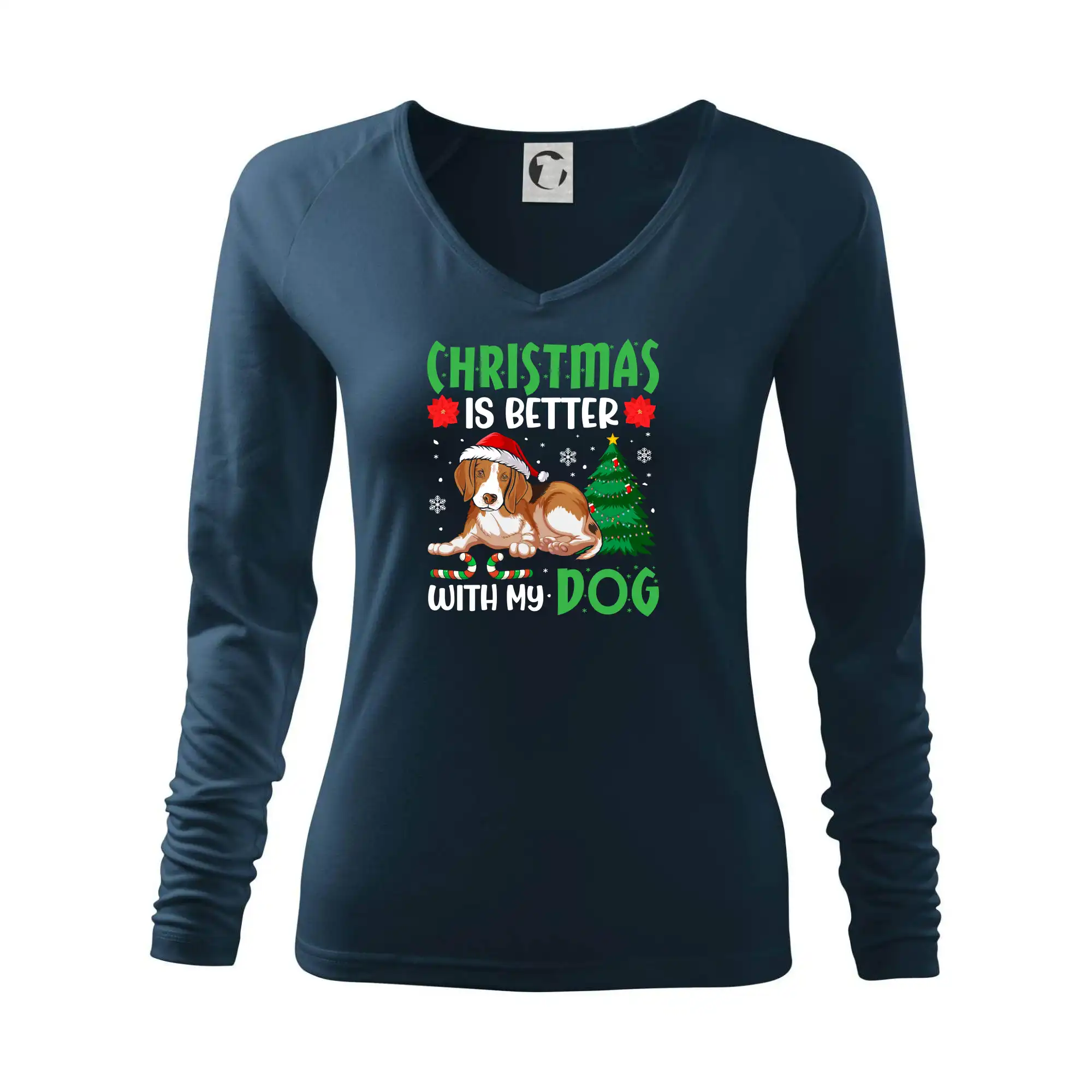 Vianočné tričká - Christmas is better with my dog - Tričko dámske Elegance