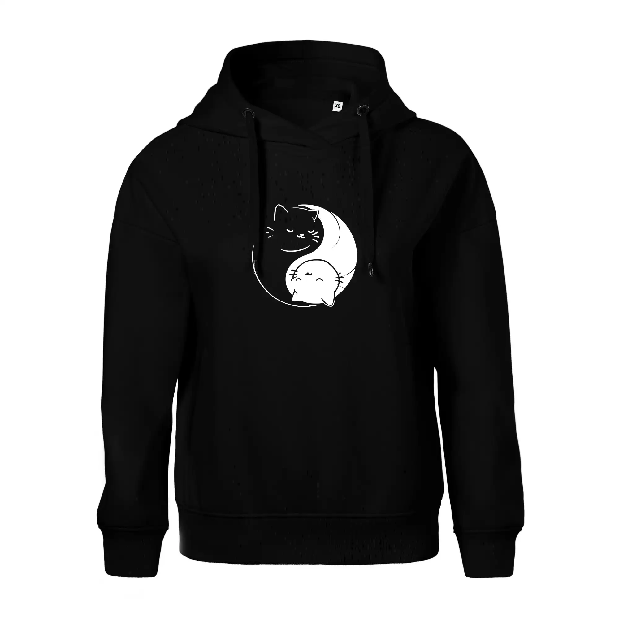 Vtipná tričká s mačkou - Mačky jin jang - Oversized mikina dámská Moon - kratšia + širšia