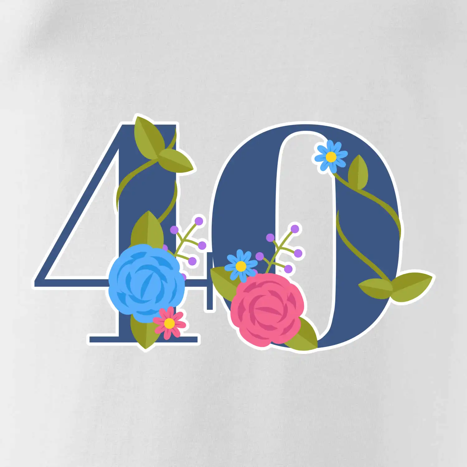 Květinové číslo kreslené - 40