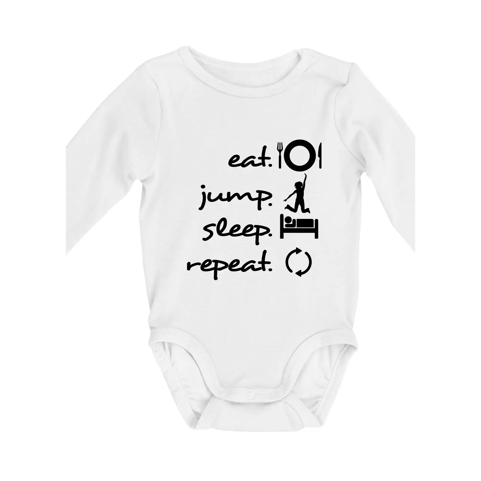 Tričká na jump - Eat jump sleep repeat - Body dojčenské s dlhým rukávom