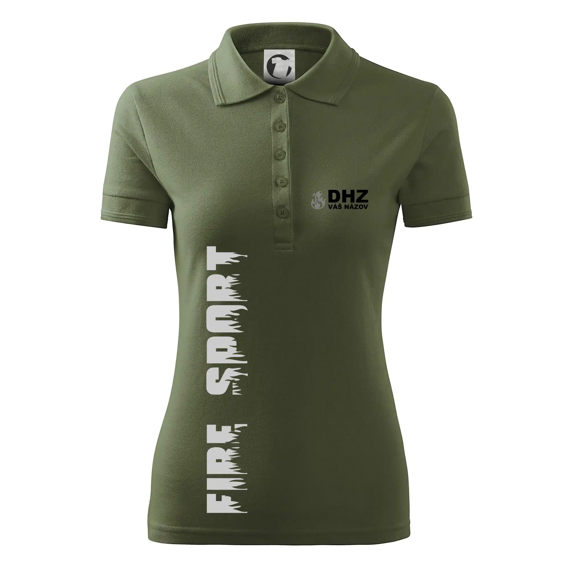 Originálne tričká pre hasičov - DHZ REFLEXNÉ (oheň, firesport, názov zboru - vlastný nápis) - Polokošeľa dámska Pique Polo