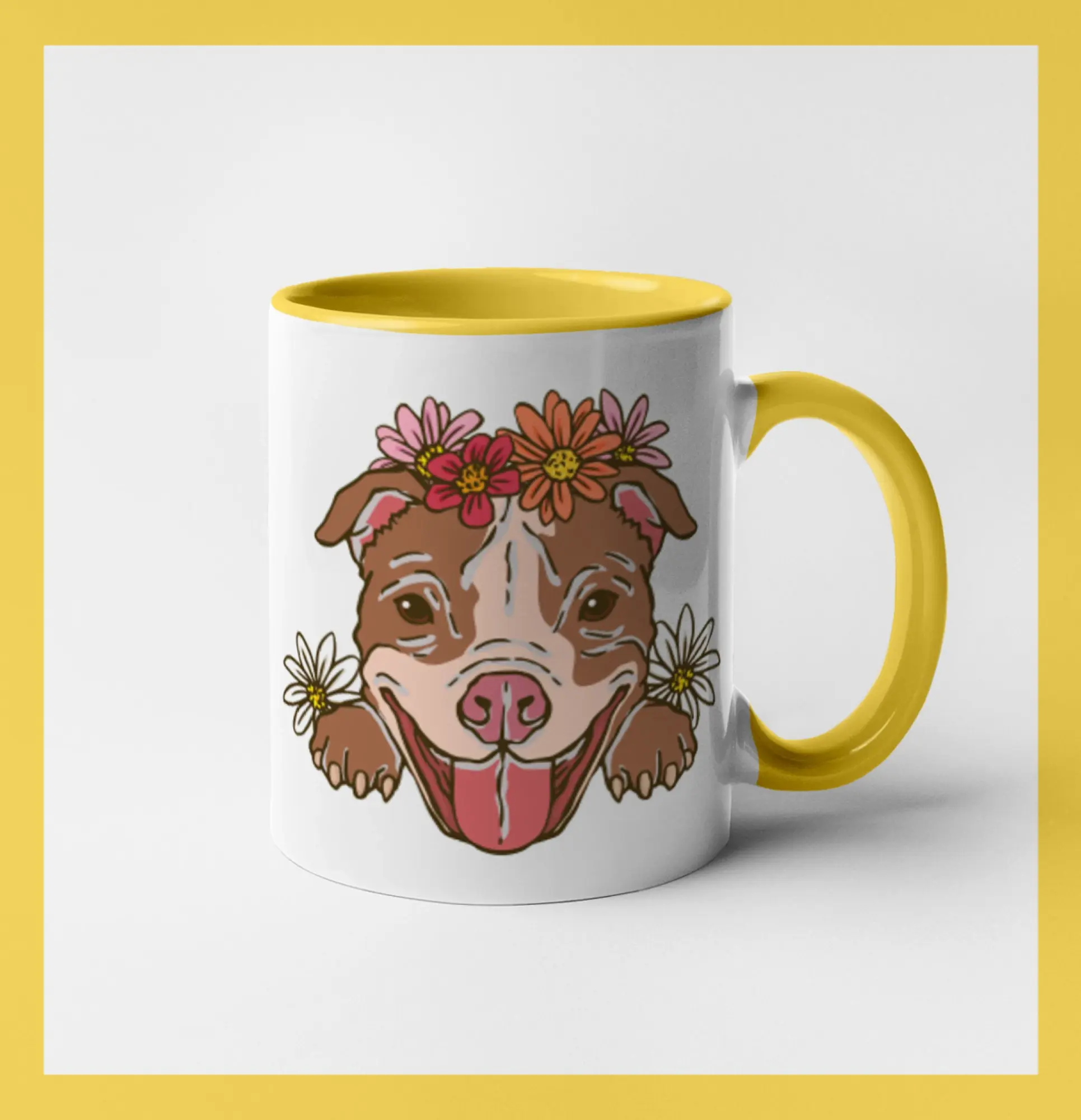 Americký stafordširský teriér hlava s květinami