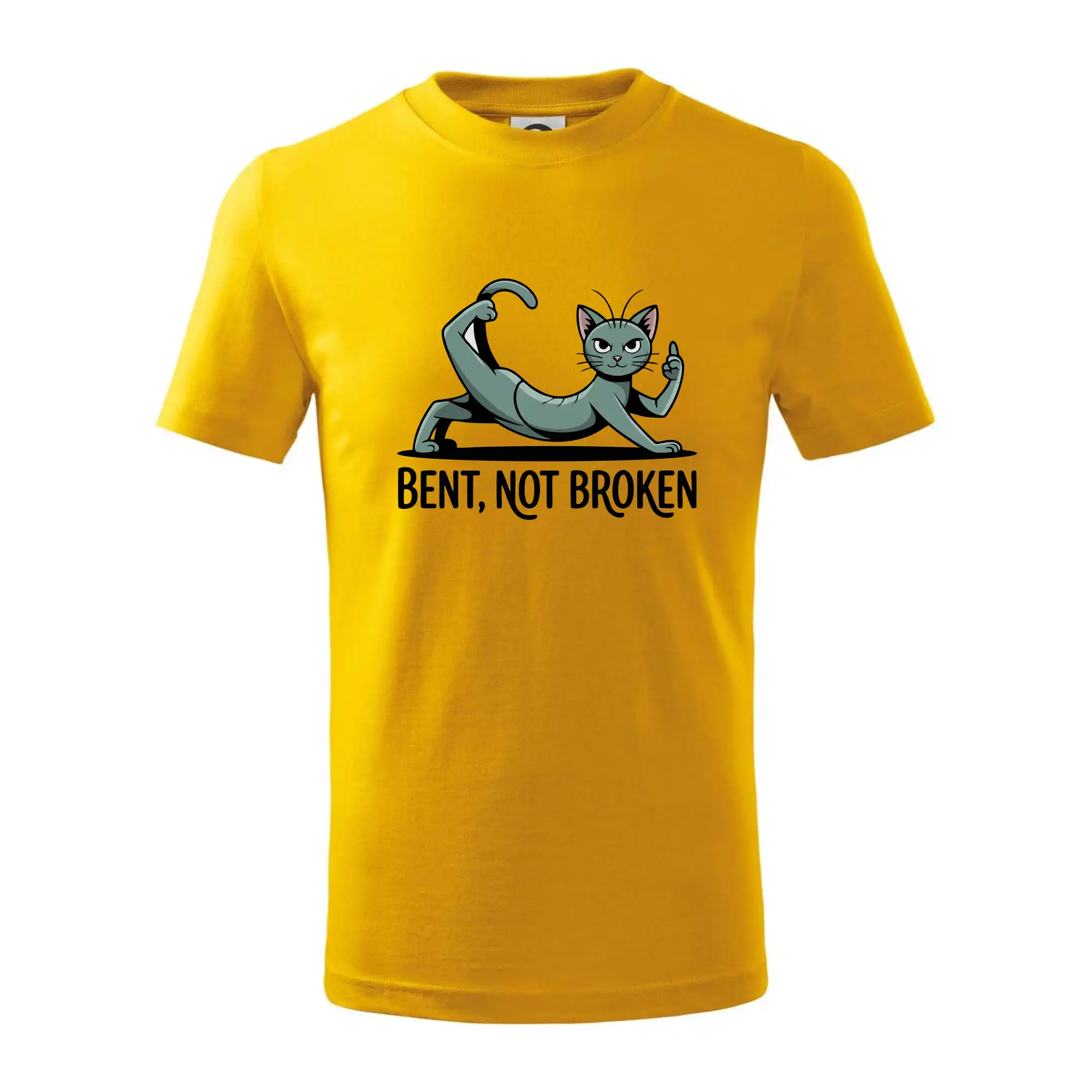 Tričká na jógu - Bent, not broken zelená kočka - Tričko detské bavlnené