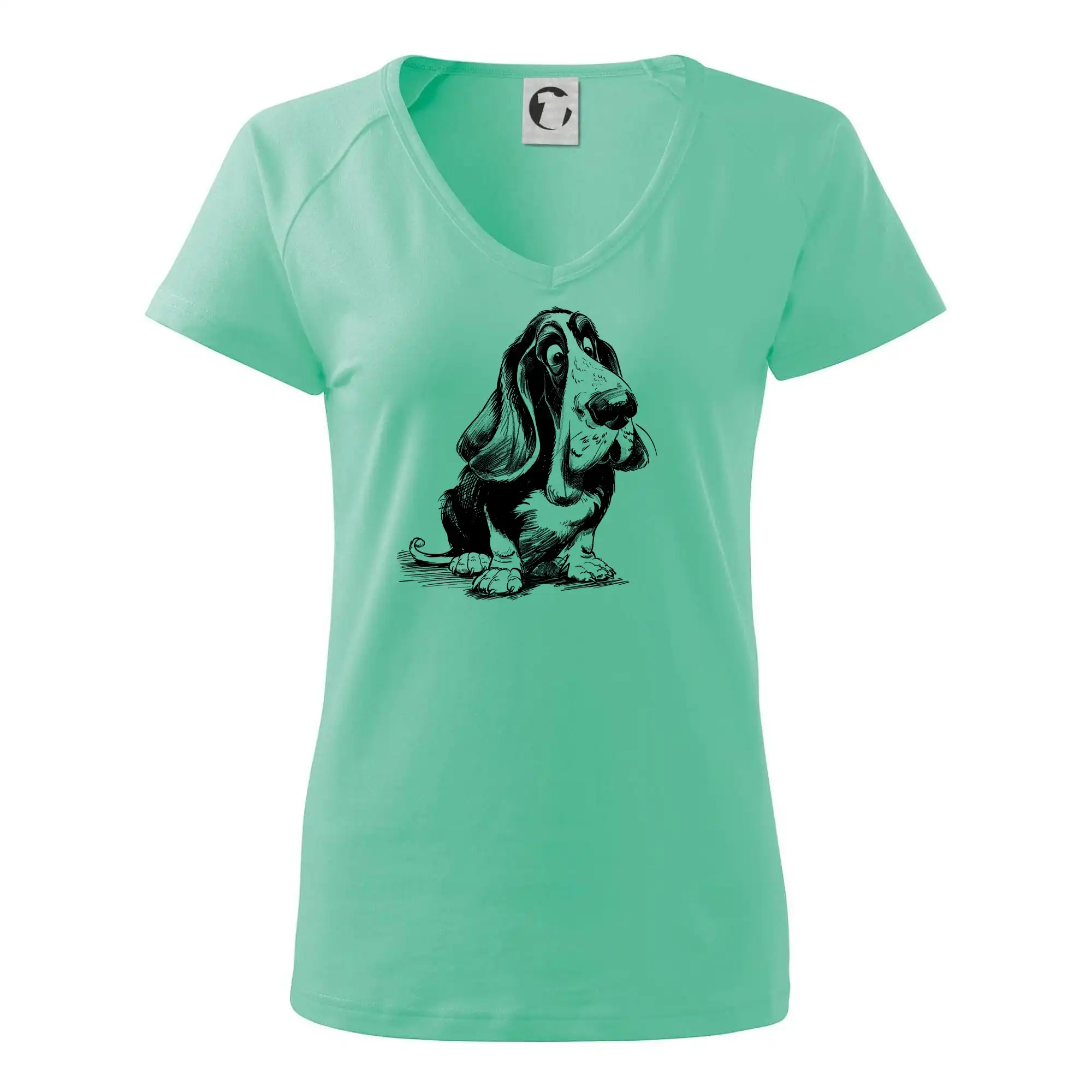 Černobílá karikatura baset