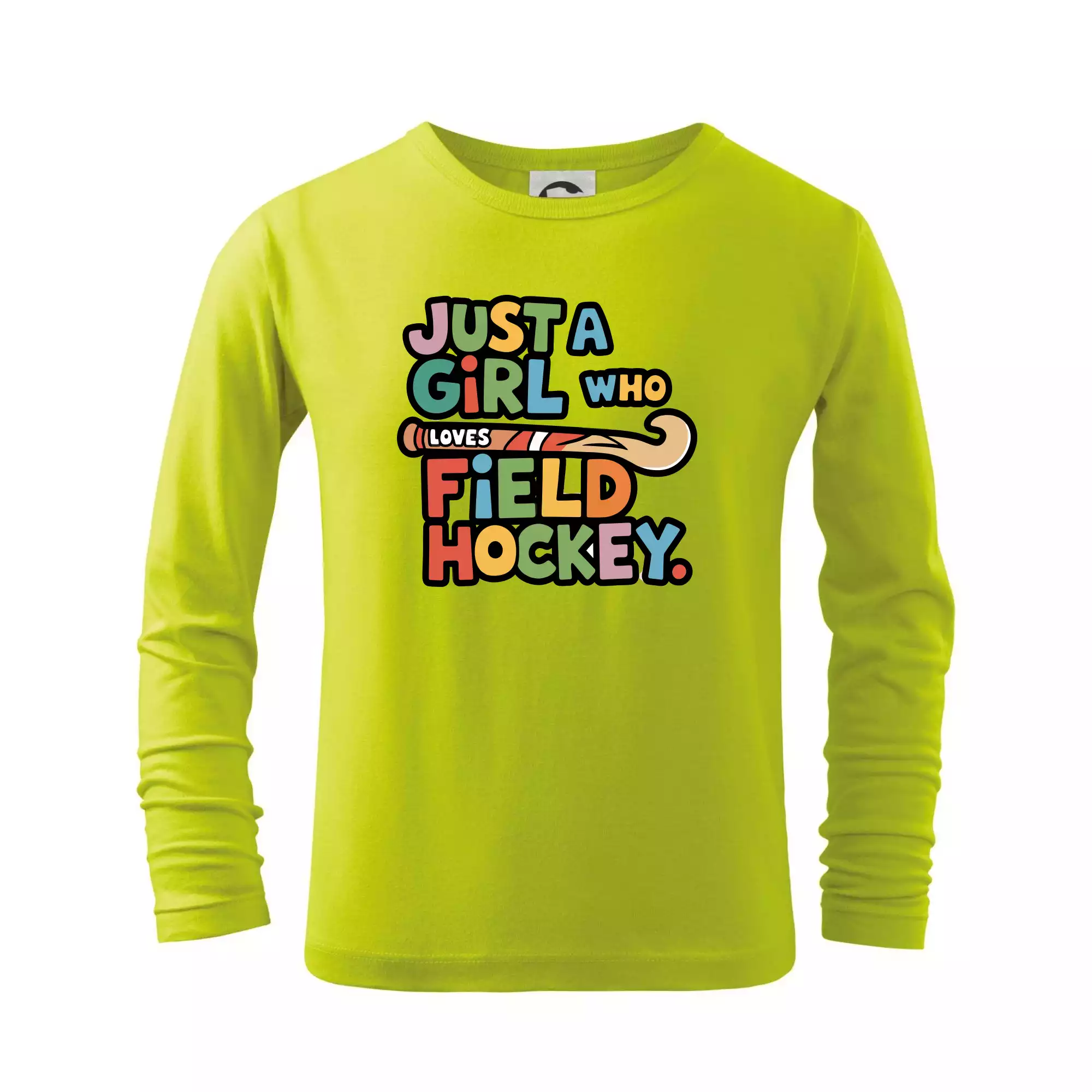 Barevný nápis Just a girl who loves field hockey