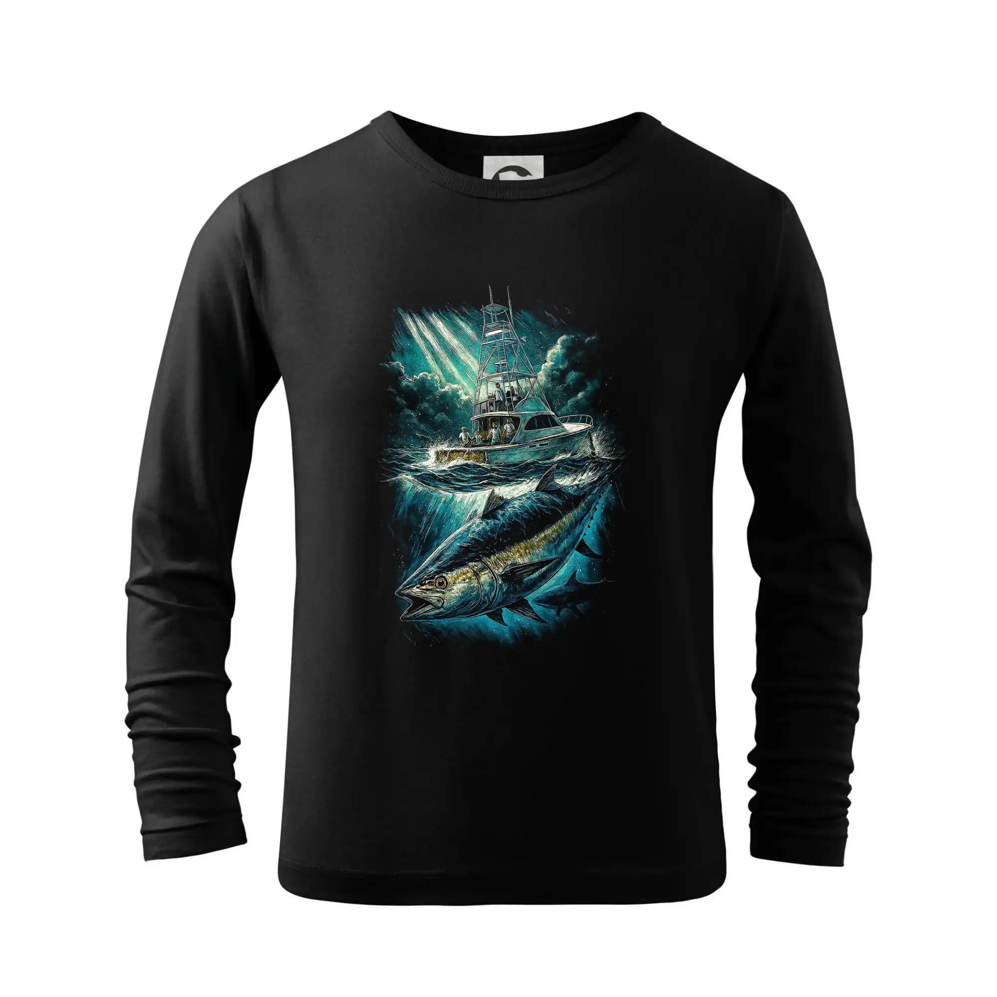 Tričká pre rybárov s potlačou - Obrázok Oceánsky rybolov - Tričko detské Long Sleeve