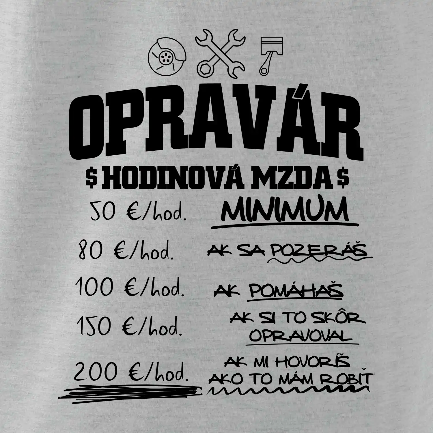 Hodinová mzda - opravár