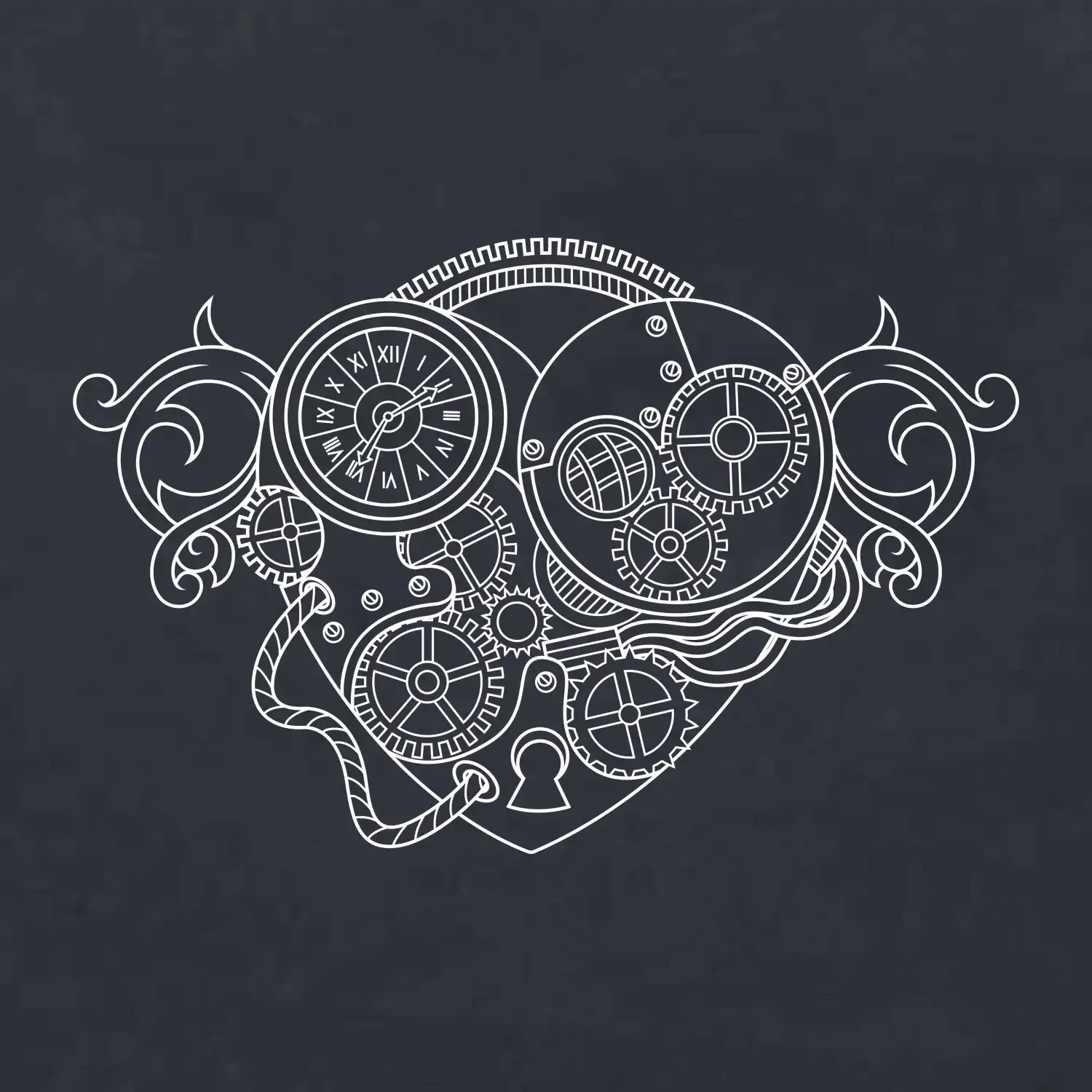 Steampunk srdce kreslené