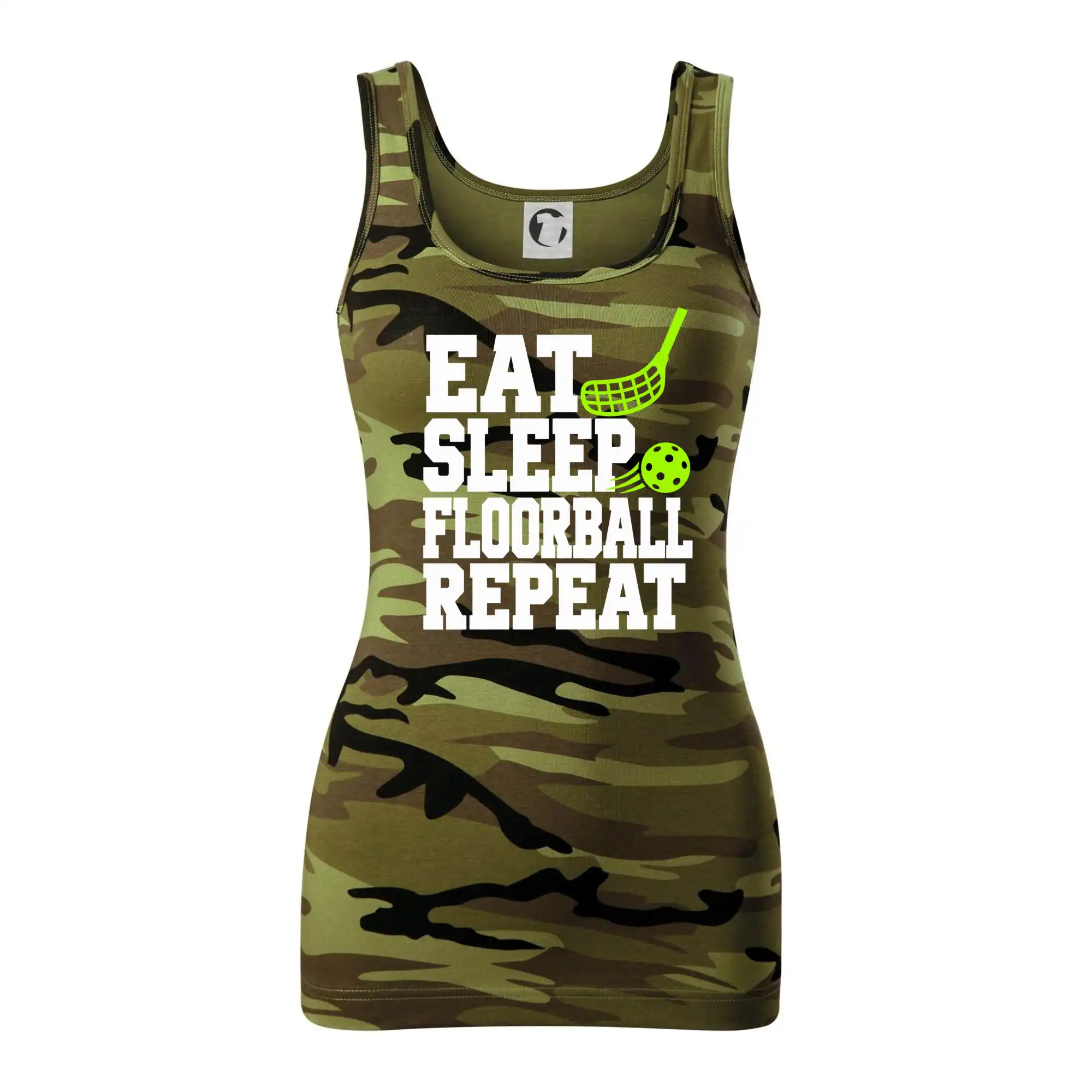 Eat Sleep Floorball Repeat - zelená hokejka