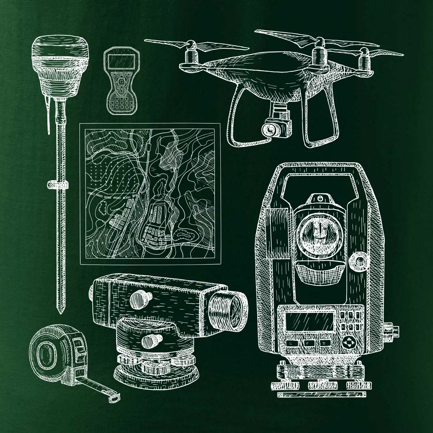 Geodet teodolit dron