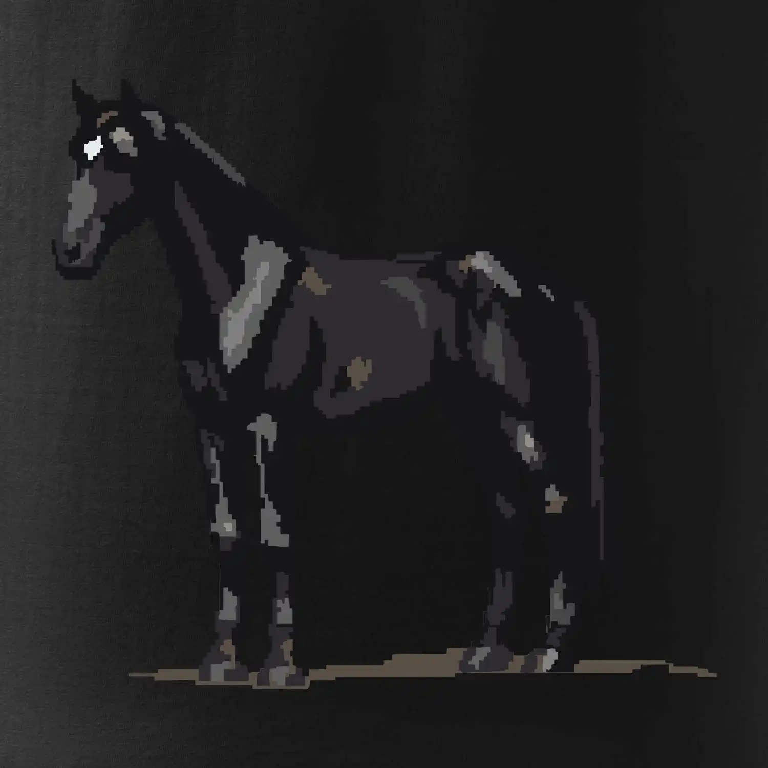 Černý kůň pixel