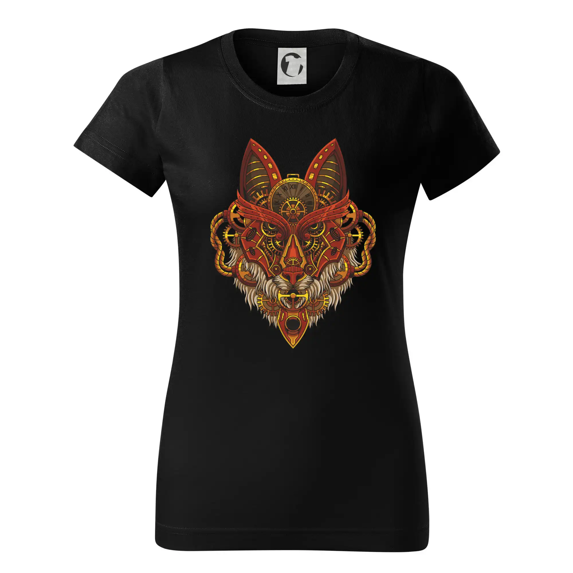 Tričká s potlačou steampunk - Steampunk vlk farebný - Dámske tričko basic - ľahko voľnejšie a dlhšie