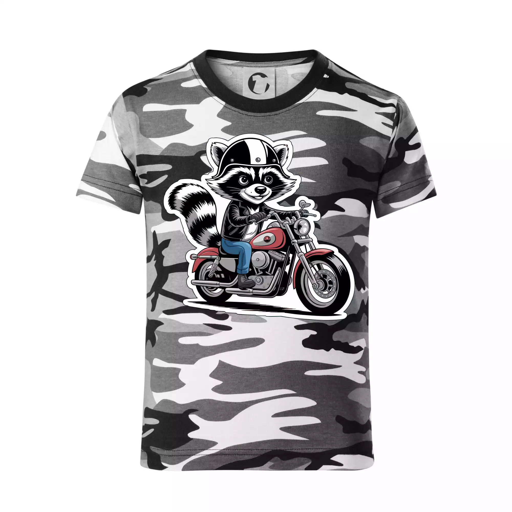 Mýval na motorce kreslený