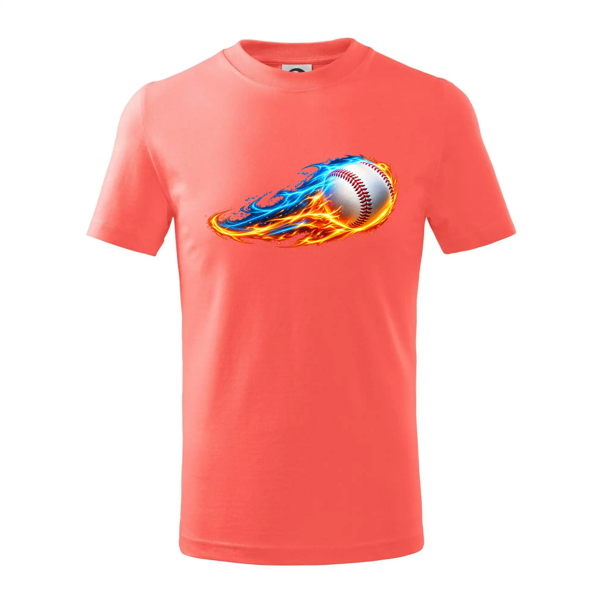 Letící baseballový míček v plamenech