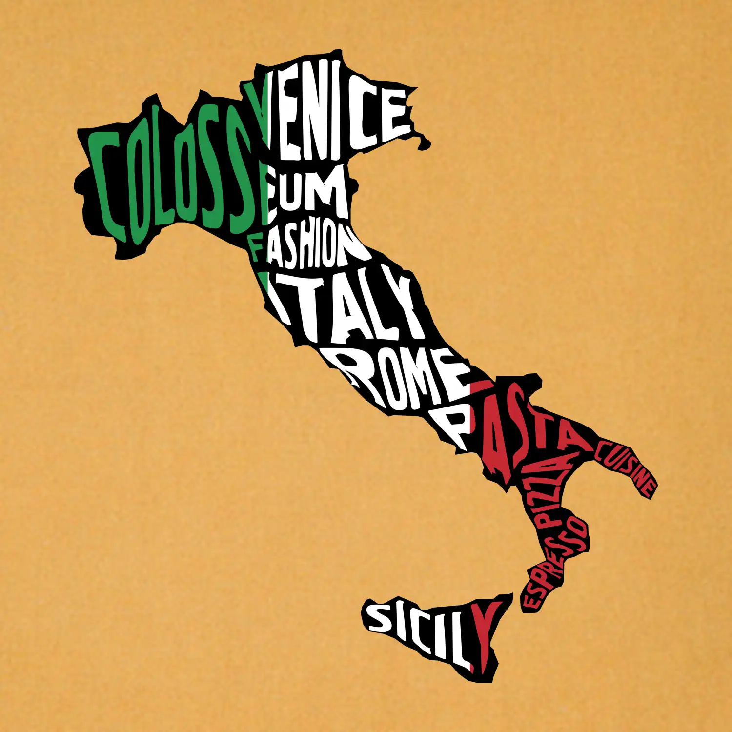 Mapy - názvy měst - Italie