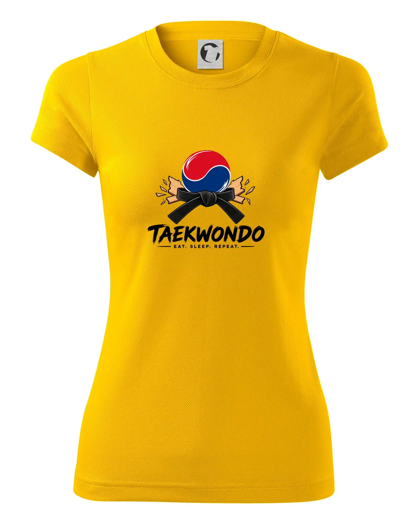 Taekwondo pás a rozlomená deska eat sleep repeat