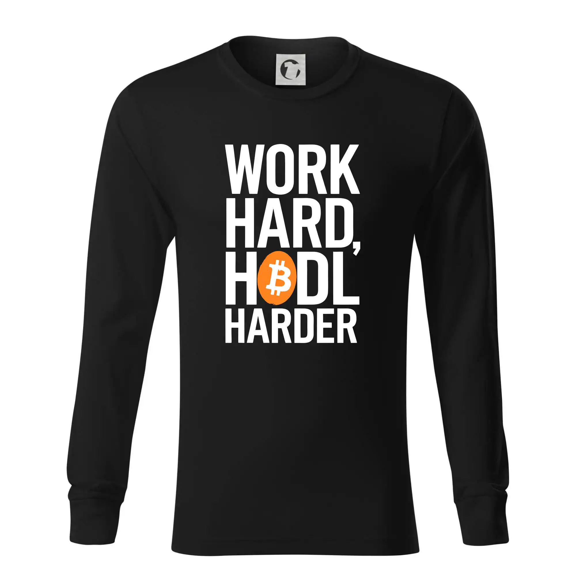 Velký nápis Work Hard, HODL Harder - Tričko s dlhým rukávom LS R05