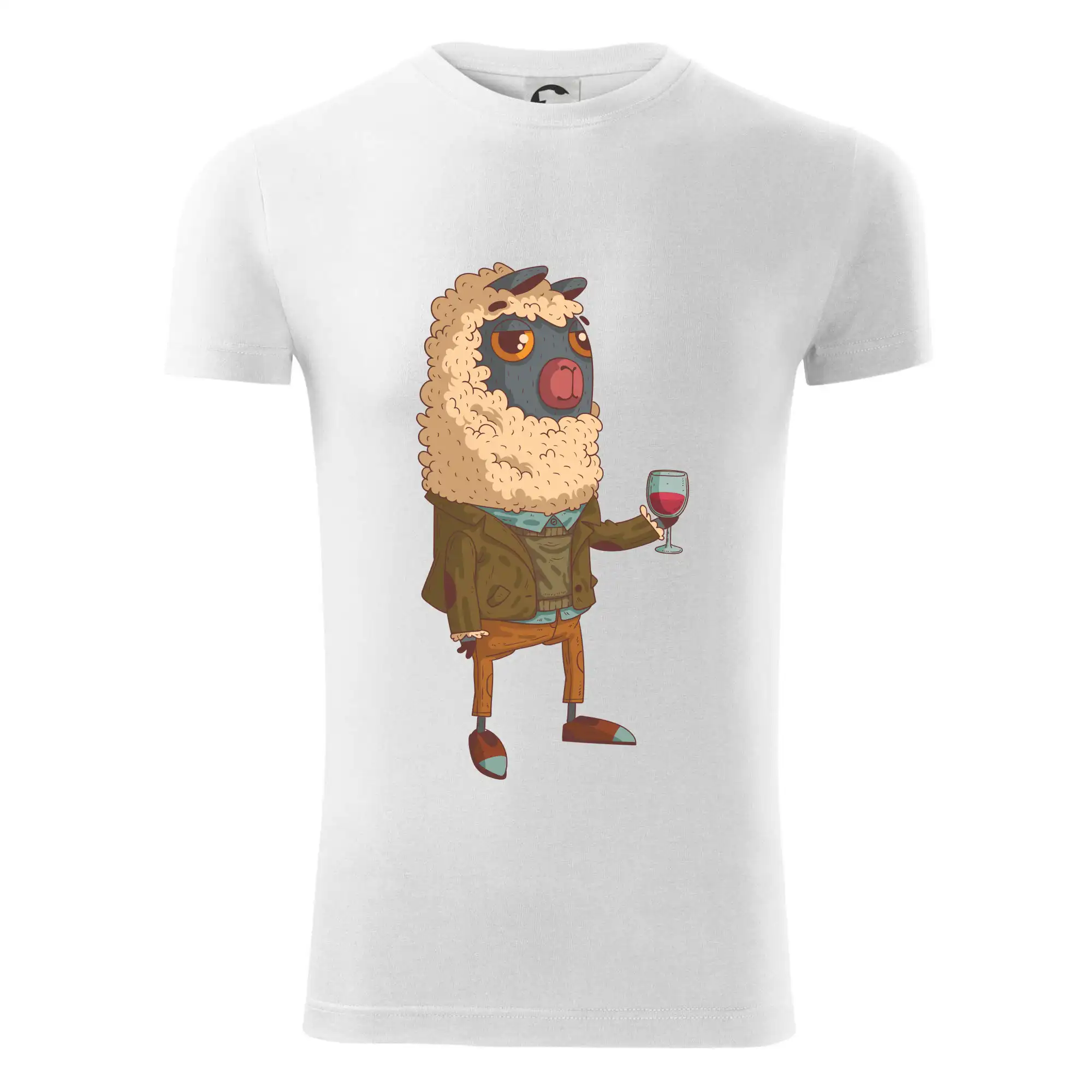 Alpaka s vínem muž