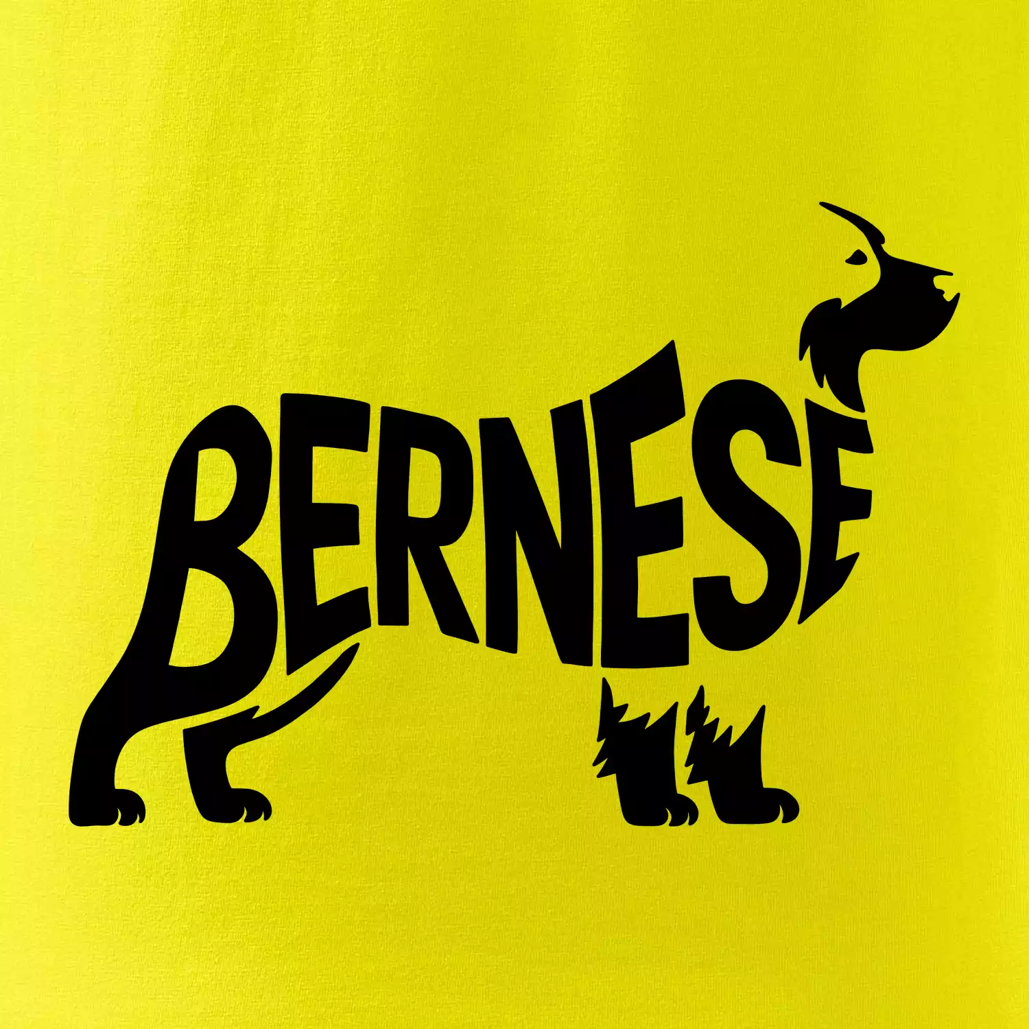 Bernese Mountain Dog nápis v těle