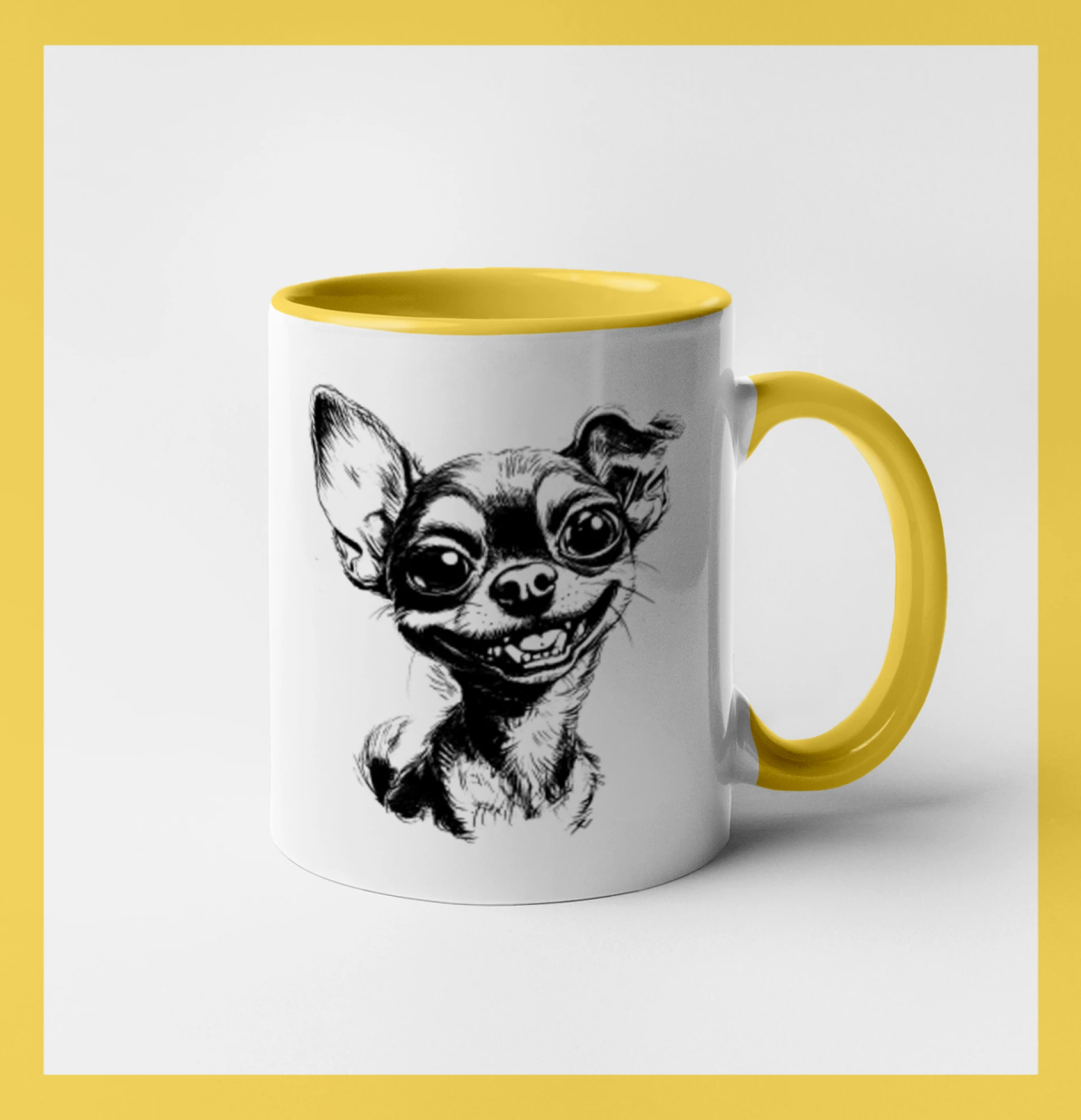 Černobílá karikatura čivava