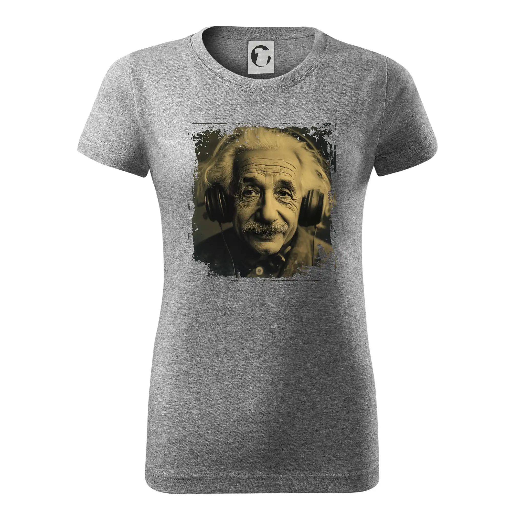 Vtipné tričká pre fyziky - Albert Einstein so slúchadlami - Dámske tričko basic - ľahko voľnejšie a dlhšie