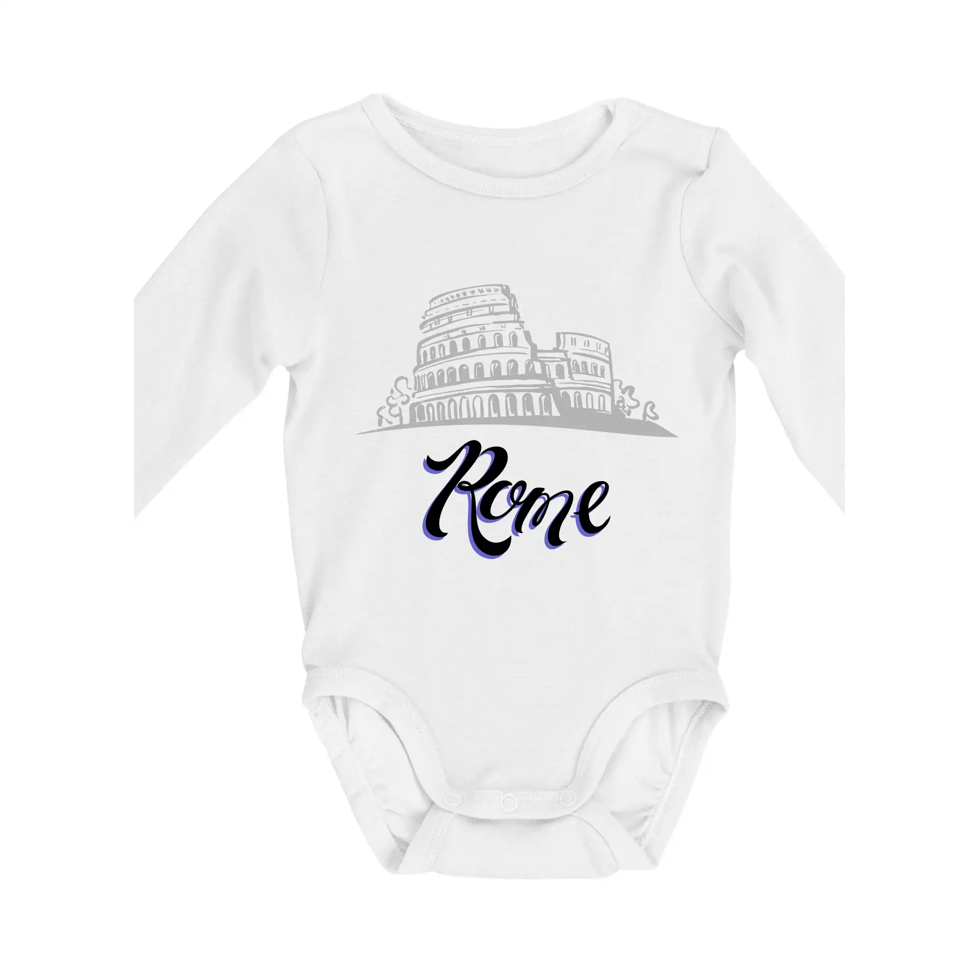 Tričká Taliansko - Roma Lettering - Body dojčenské s dlhým rukávom