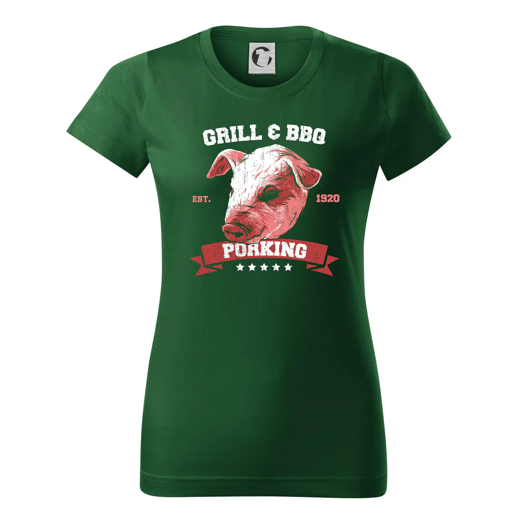 Tričká a zástery na grilovanie - Pig grill - Dámske tričko basic - ľahko voľnejšie a dlhšie