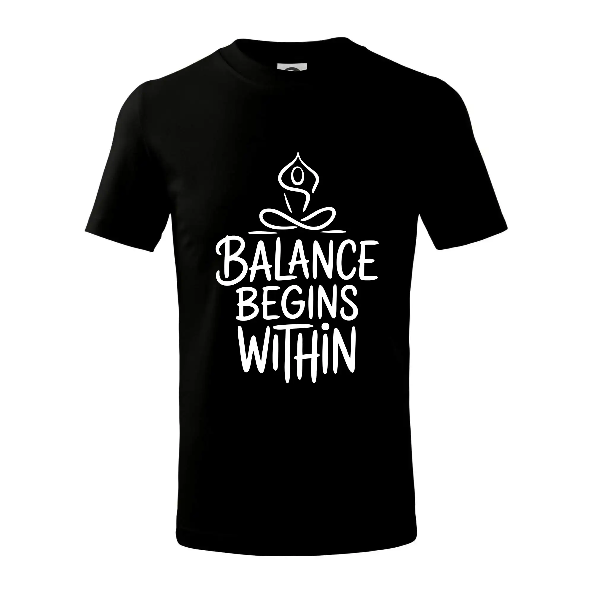 Tričká na jógu - Balance begins within nápis - Tričko detské bavlnené