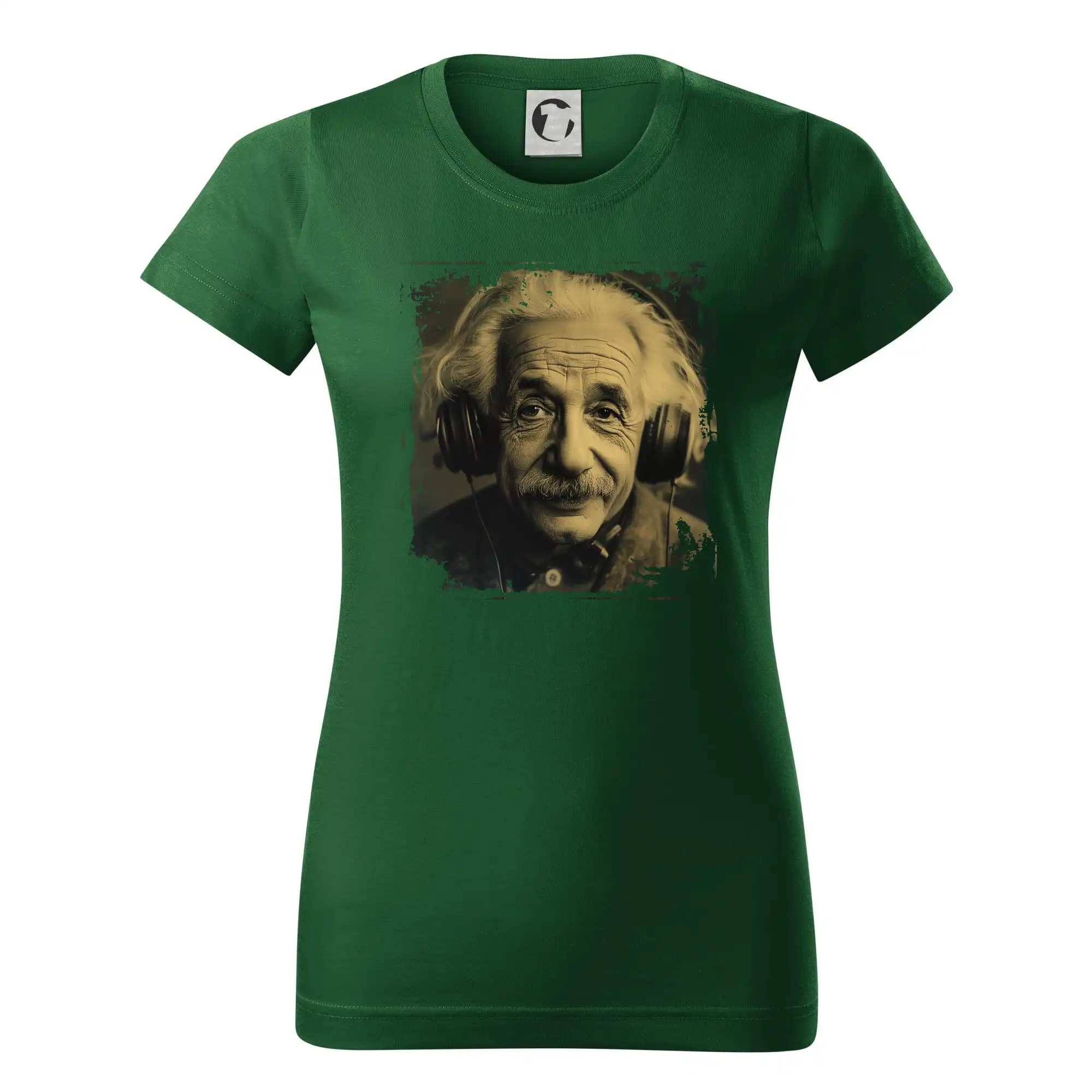 Vtipné tričká pre fyziky - Albert Einstein so slúchadlami - Dámske tričko basic - ľahko voľnejšie a dlhšie