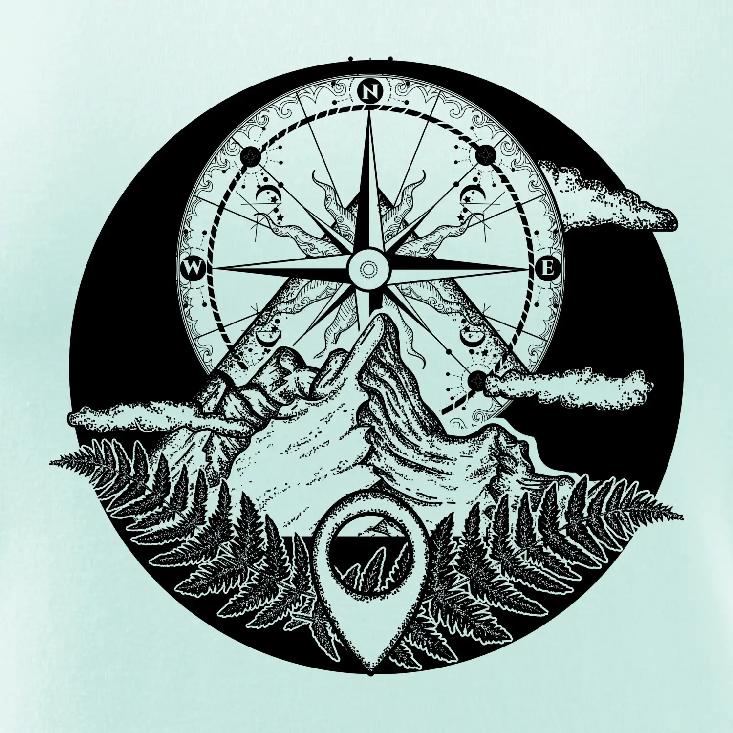 Cestování - hory kompas