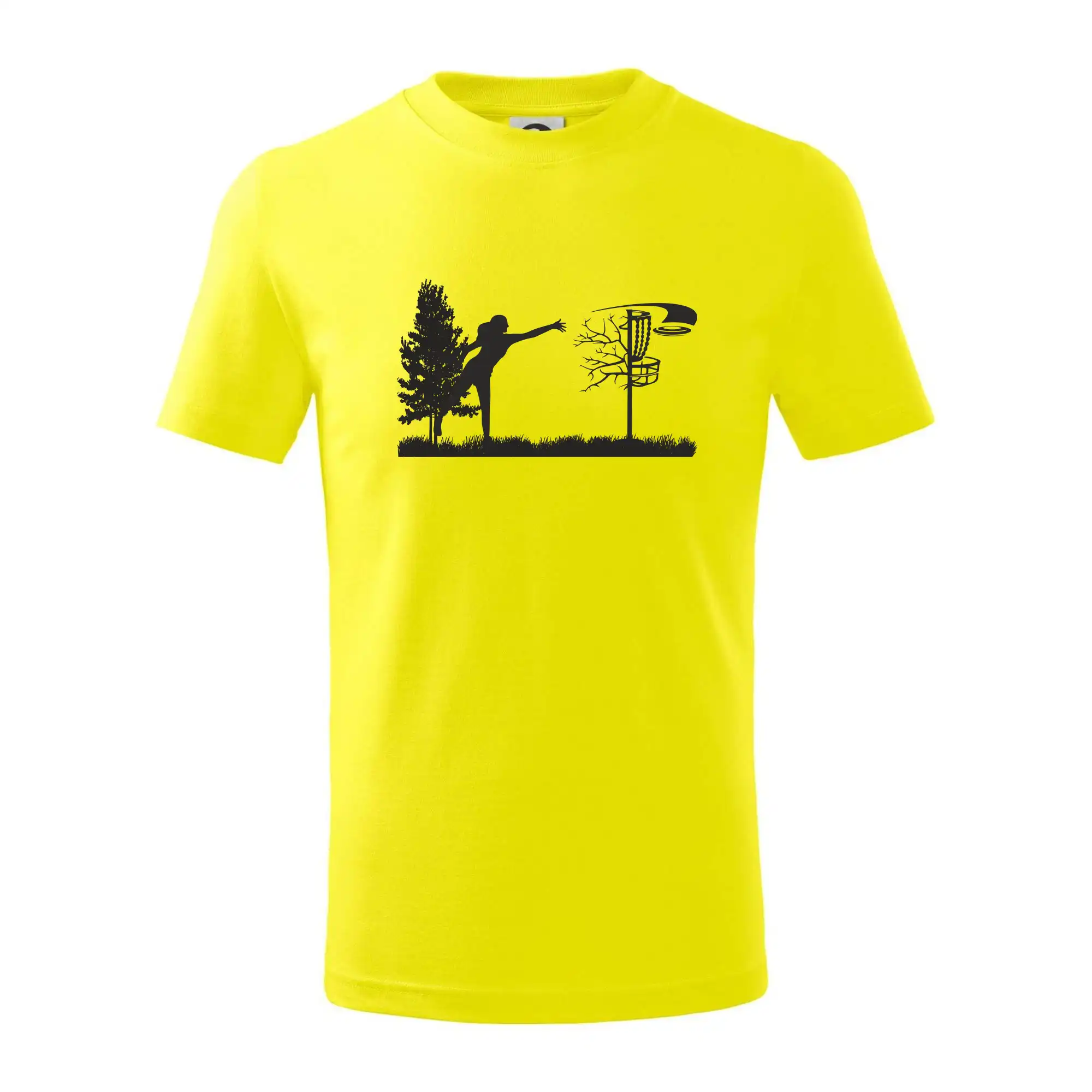 Disc golf - žena čierny obrázok - Tričko detské bavlnené