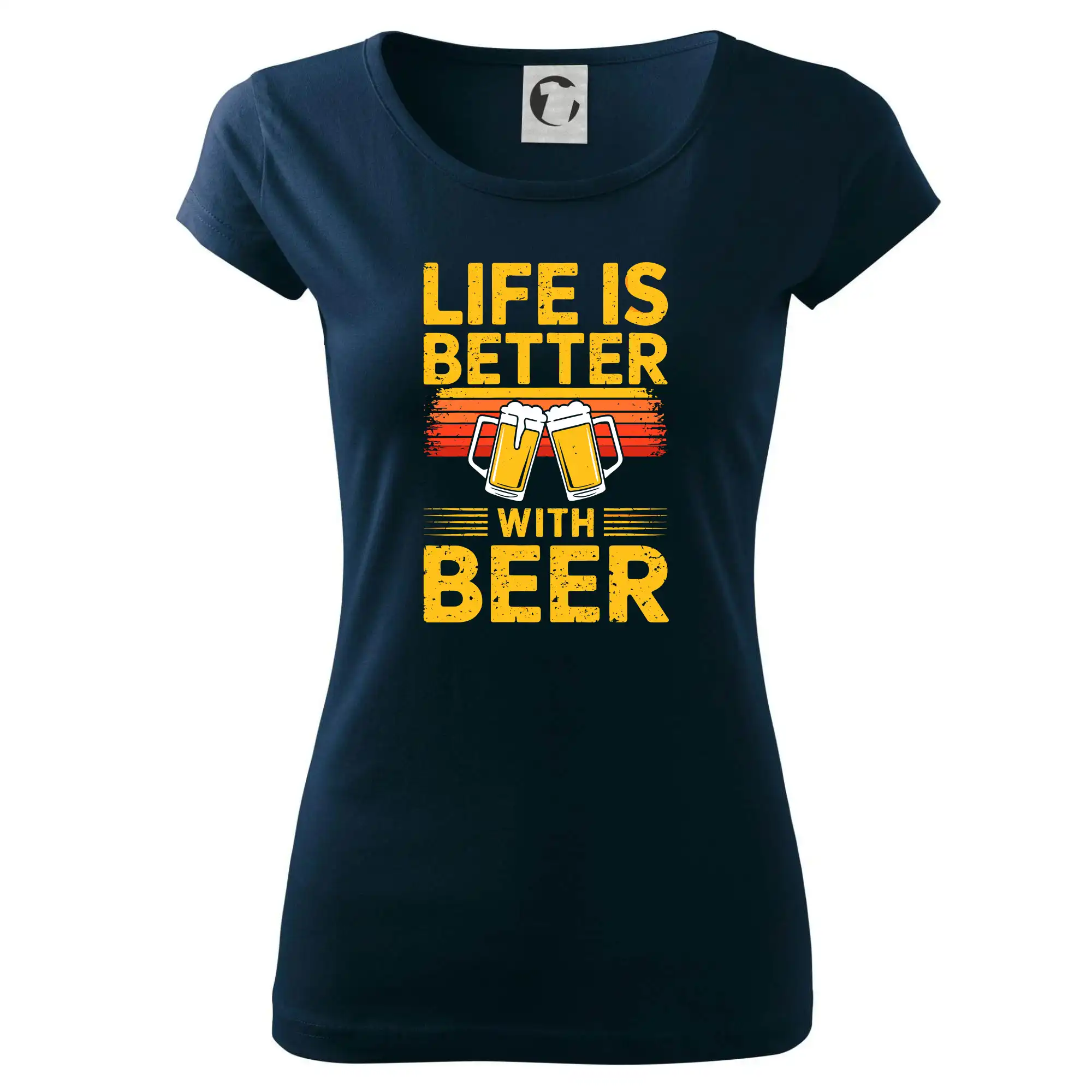 Vtipná tričká pre pivárov - Life is better with beer - oranžové - Dámske tričko Pure