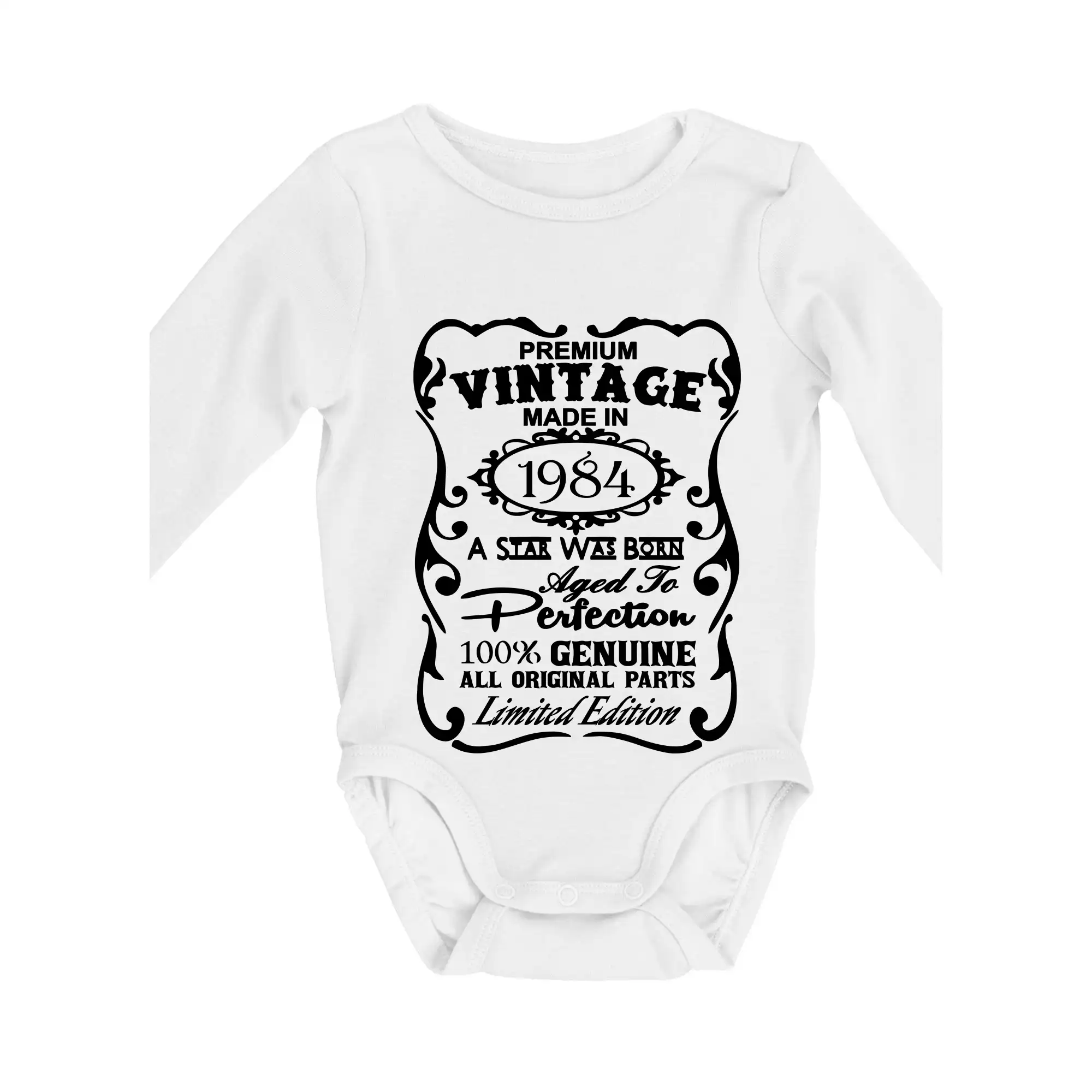 Trička s ročníkom 1984 - Vintage Etiketa - 1984 - Body dojčenské s dlhým rukávom
